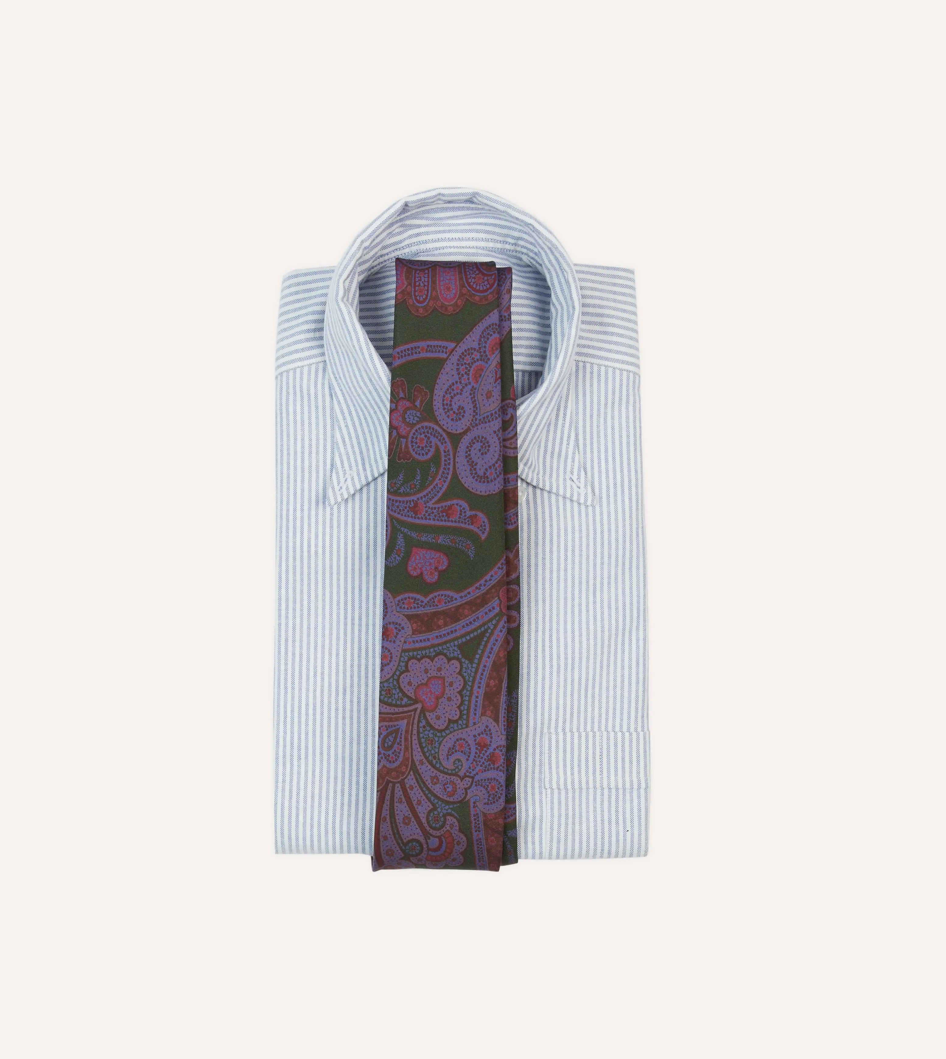 Olive Large Paisley Print Madder Silk Self-Tipped Tie sold by Drake's London product image thumbnail 2