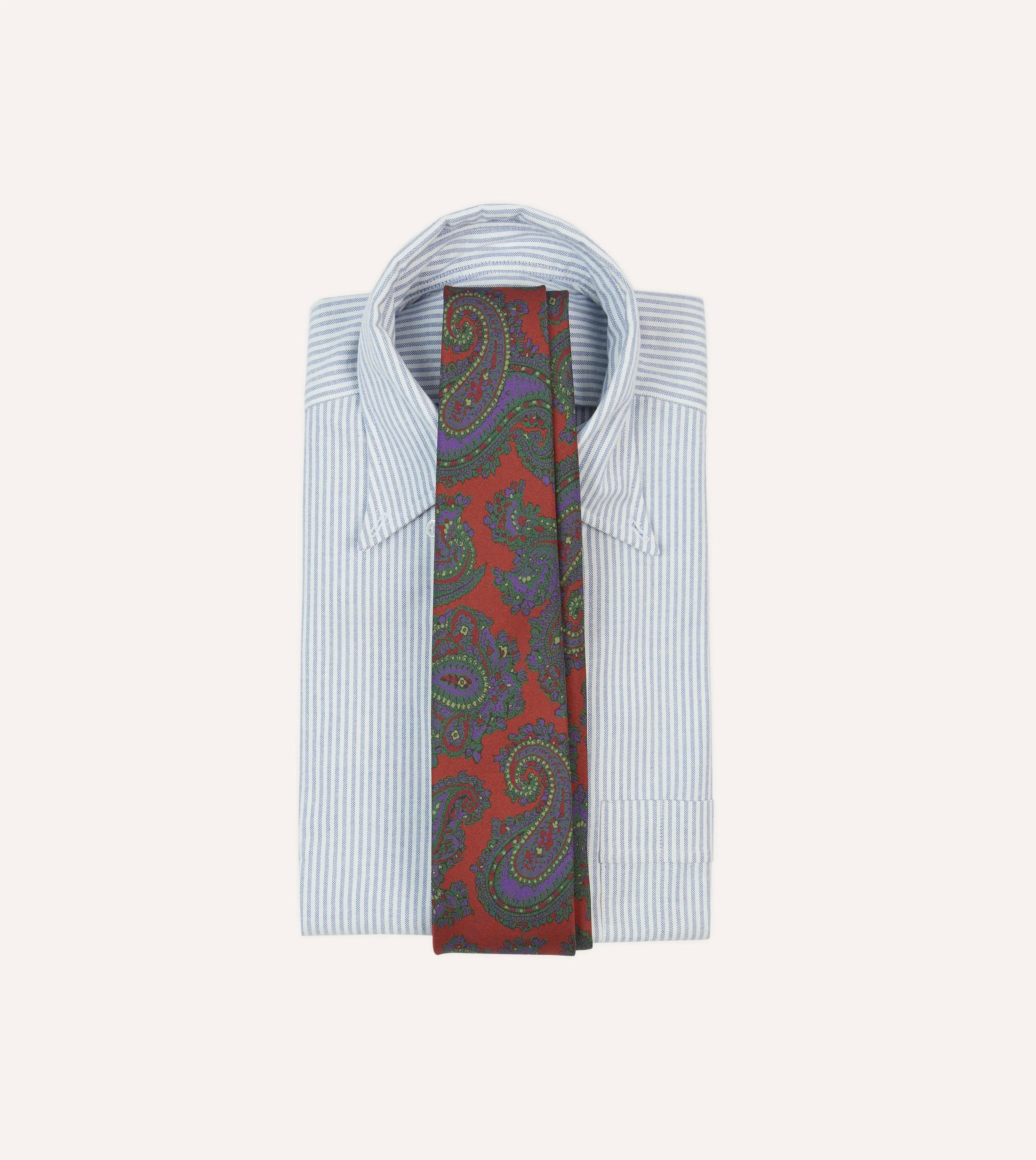 Rust Large Paisley Print Madder Silk Self-Tipped Tie sold by Drake's London product image thumbnail 2