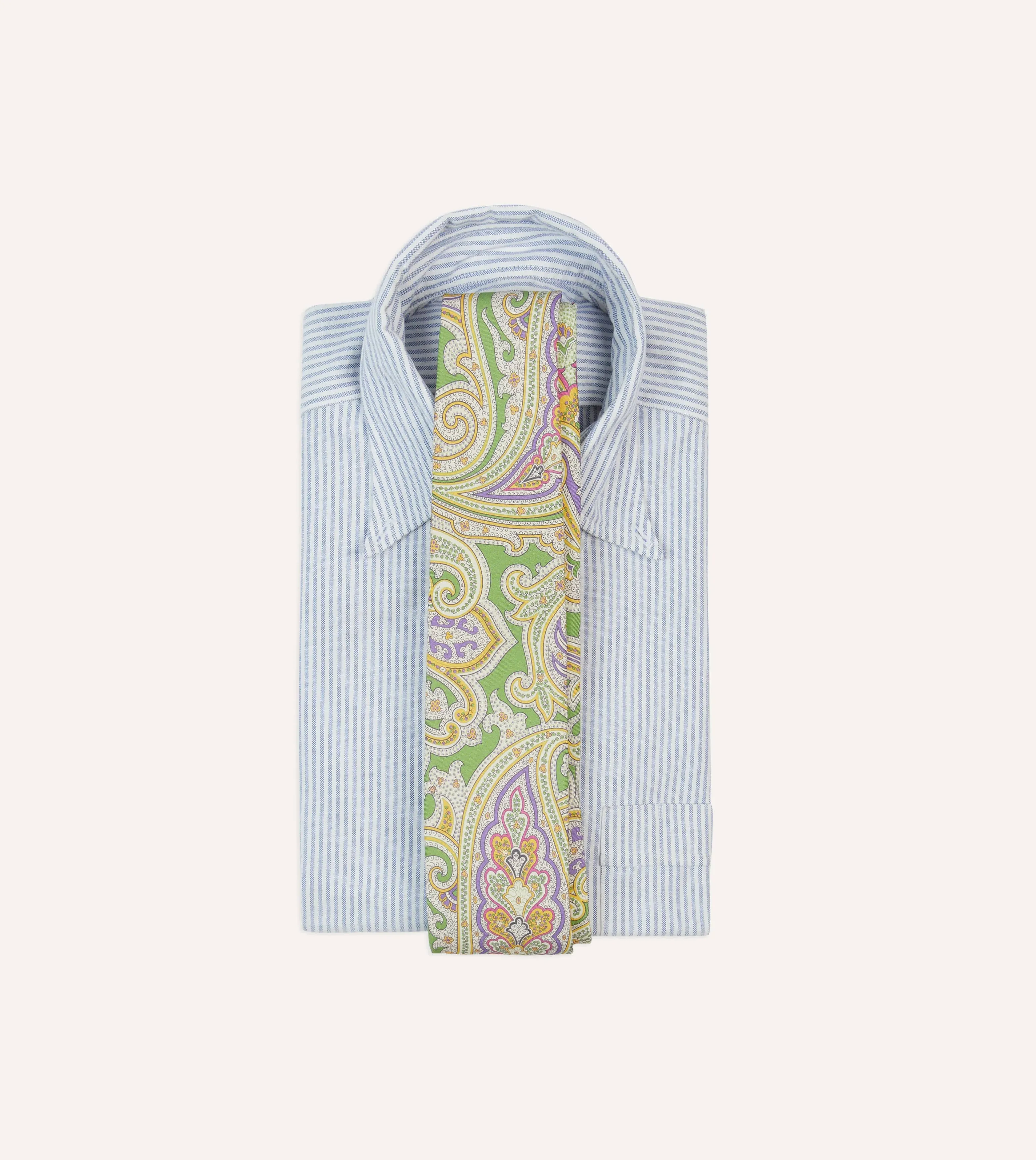 Green Large Paisley Silk Self-Tipped Tie sold by Drake's London product image thumbnail 2
