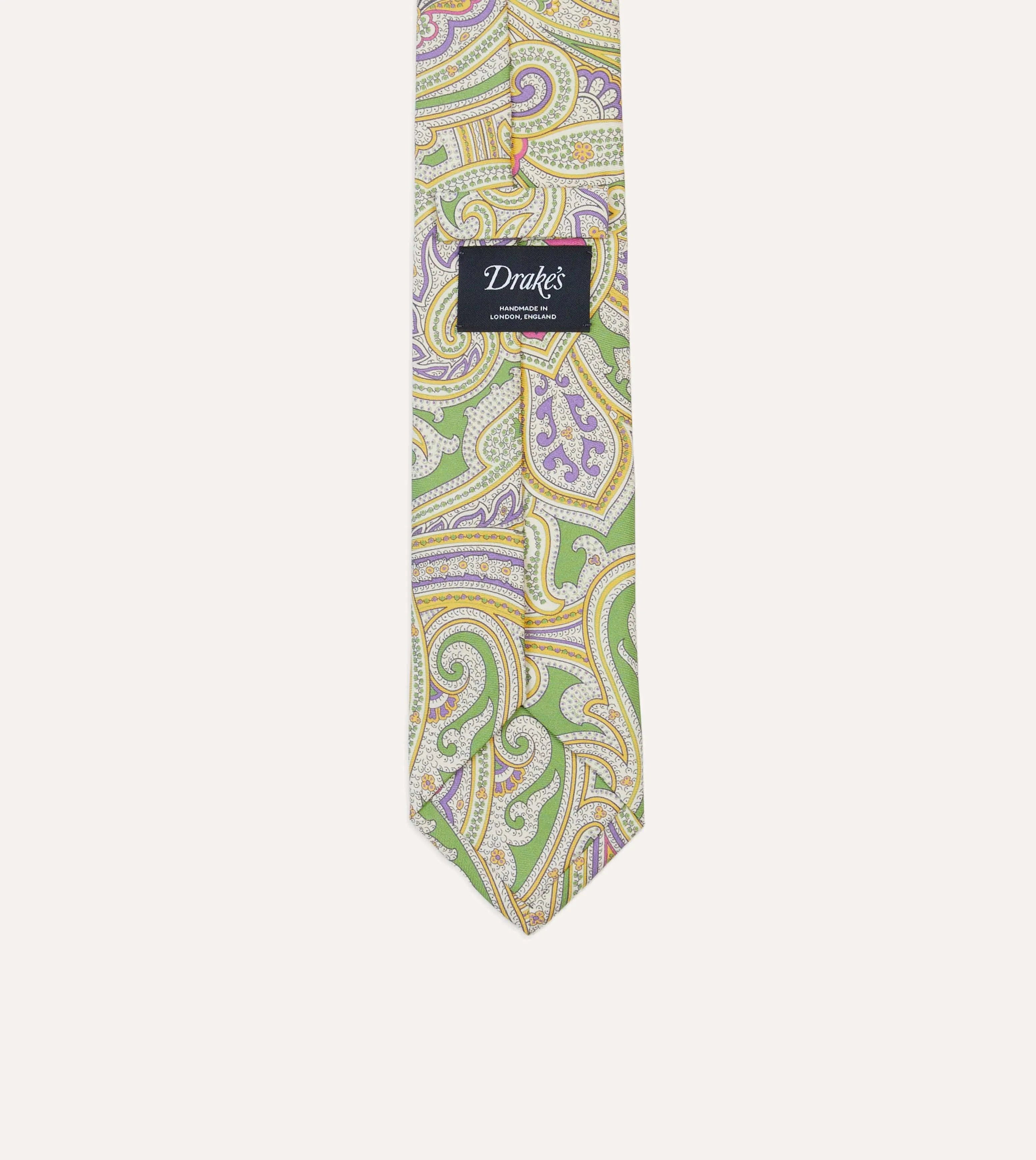 Green Large Paisley Silk Self-Tipped Tie sold by Drake's London product image thumbnail 4