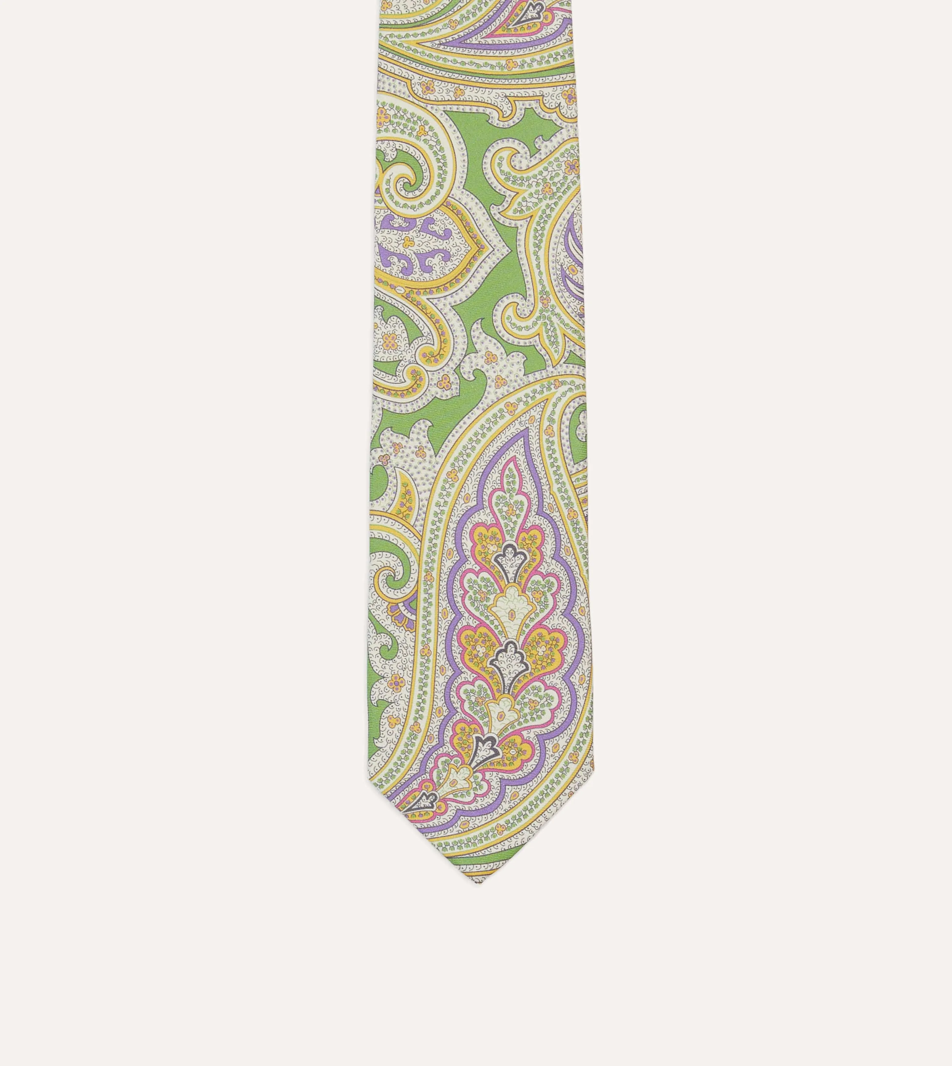 Green Large Paisley Silk Self-Tipped Tie sold by Drake's London product image thumbnail 3