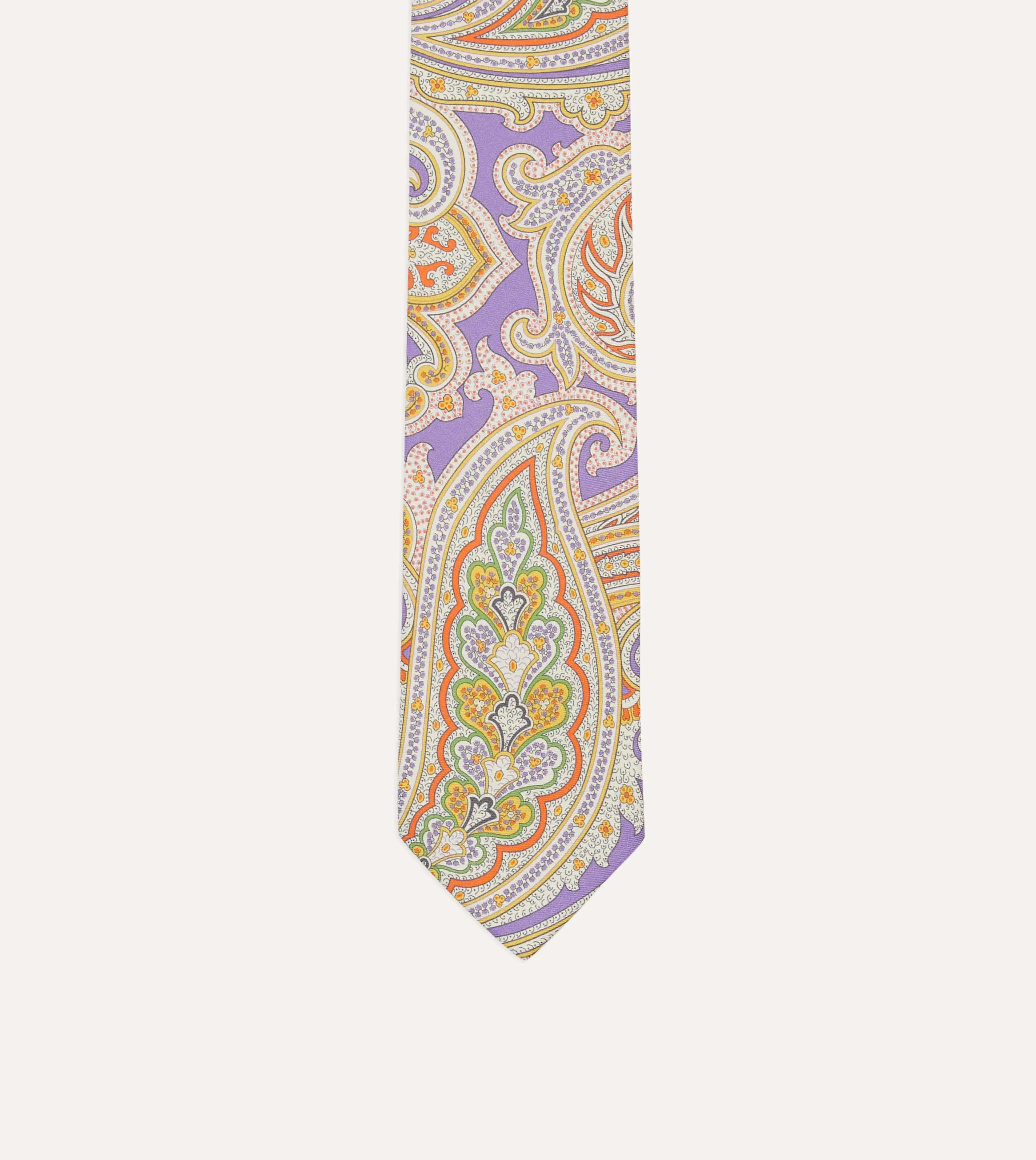 Lilac Large Paisley Silk Self-Tipped Tie sold by Drake's London product image thumbnail 3