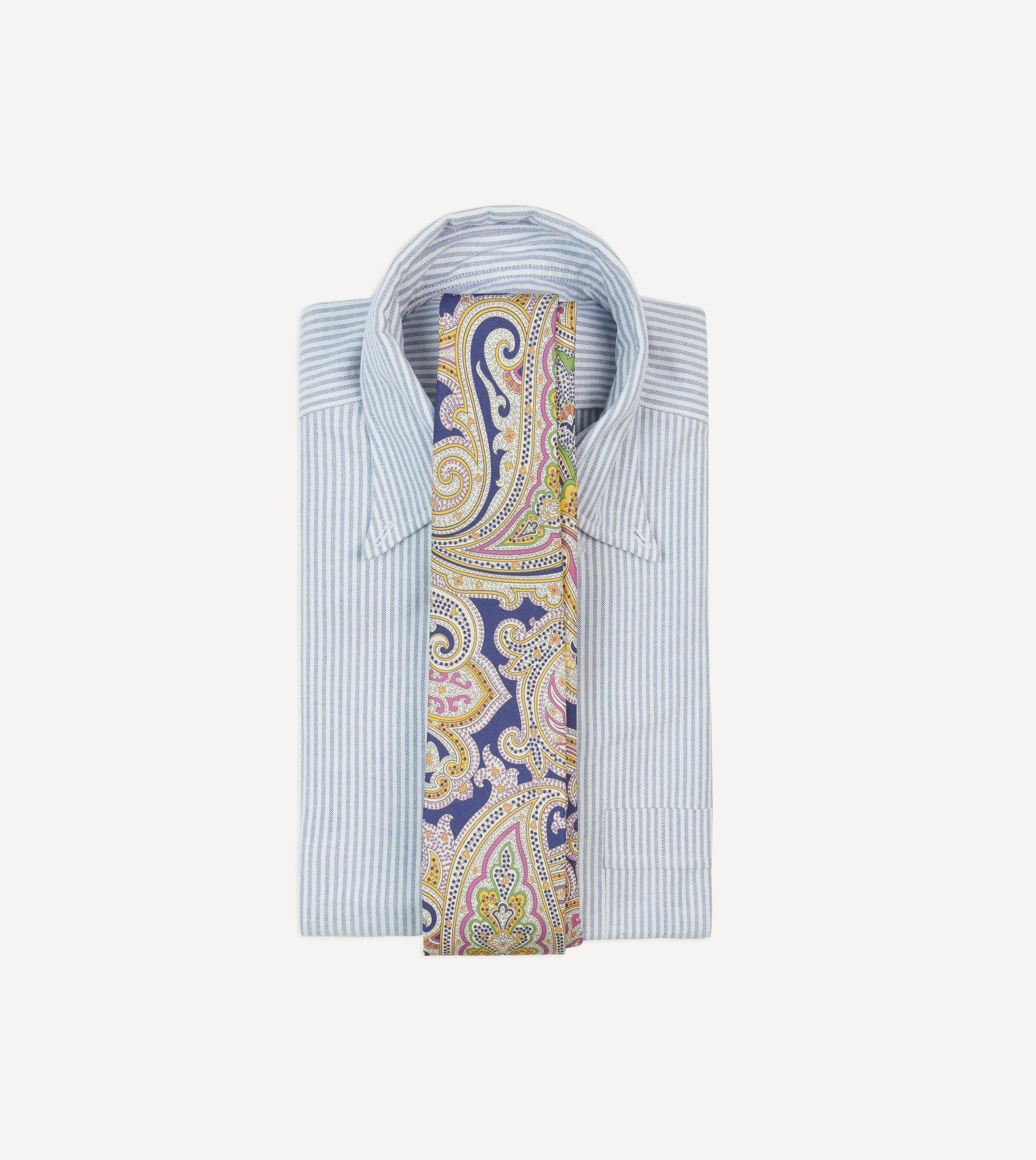 Navy Large Paisley Silk Self-Tipped Tie sold by Drake's London product image thumbnail 2