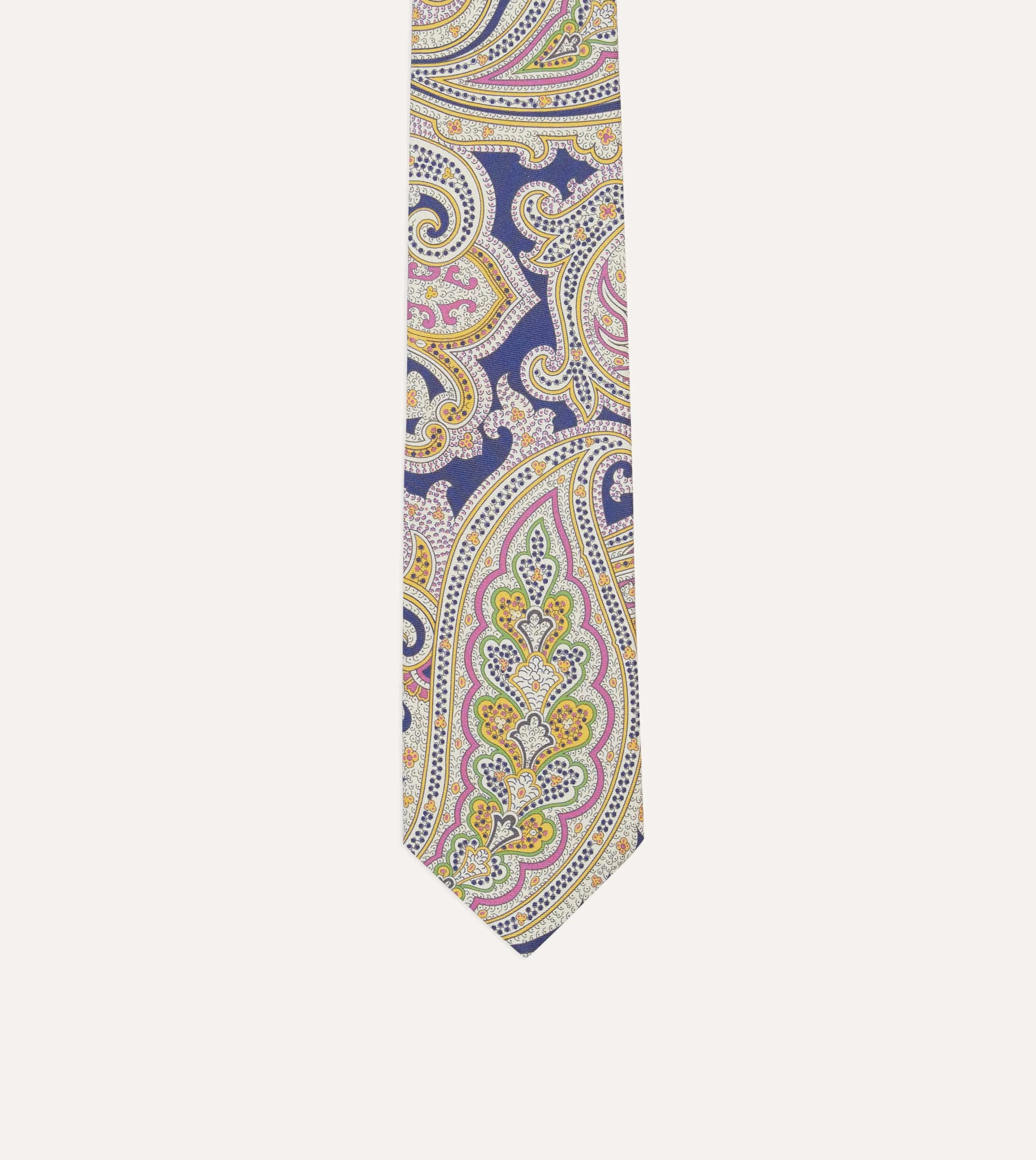 Navy Large Paisley Silk Self-Tipped Tie sold by Drake's London product image thumbnail 3