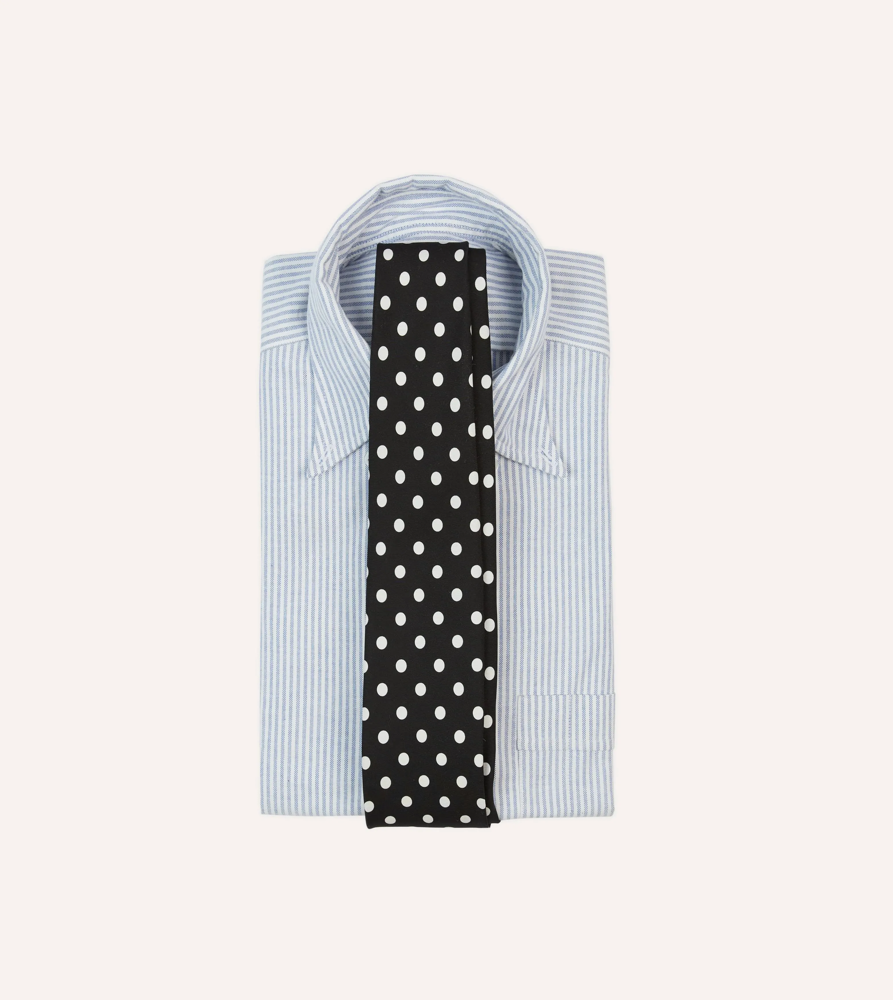 Navy Small Spot Crepe de Chine Silk Self-Tipped Tie sold by Drake's London product image thumbnail 2