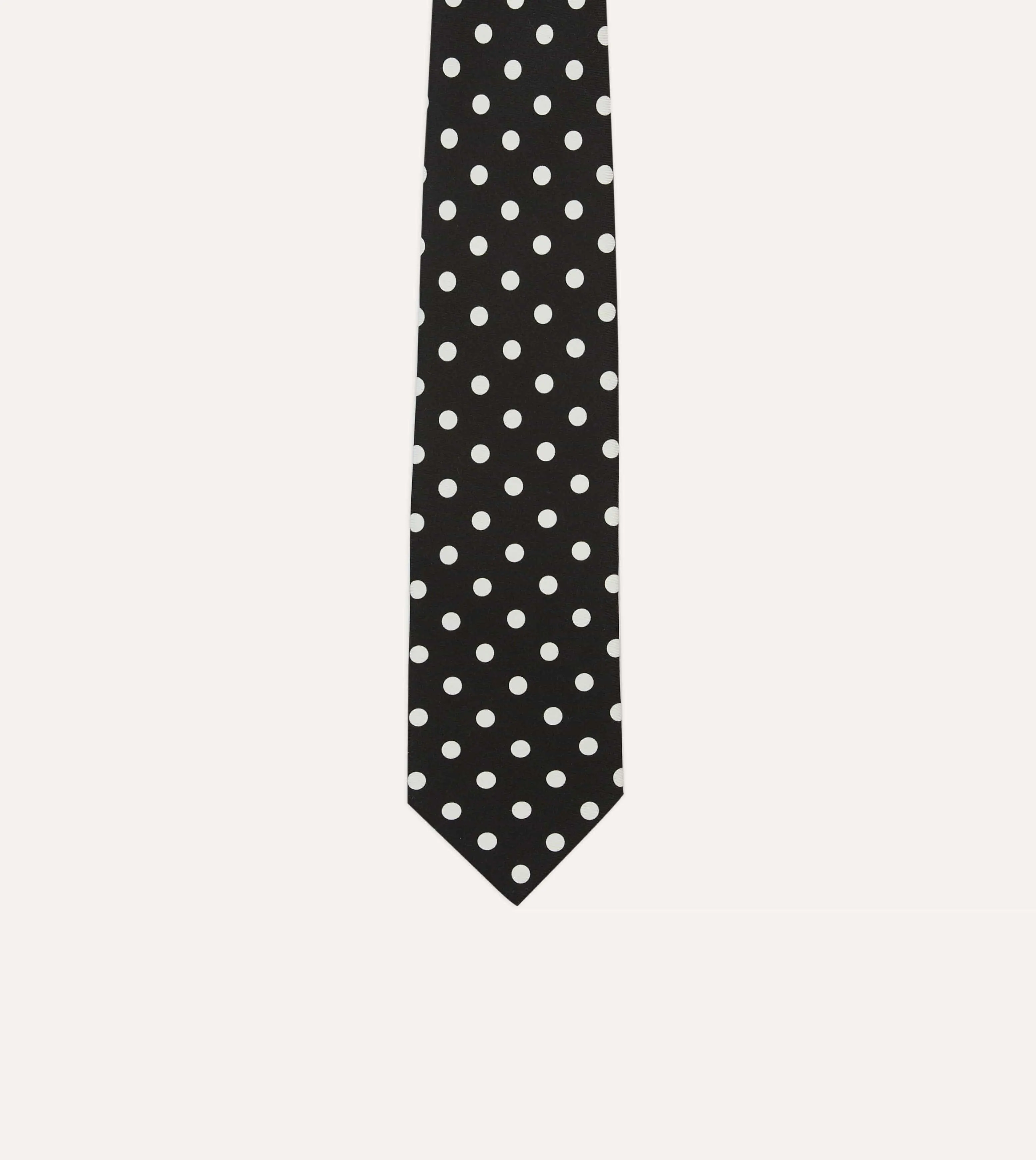 Navy Small Spot Crepe de Chine Silk Self-Tipped Tie sold by Drake's London product image thumbnail 3