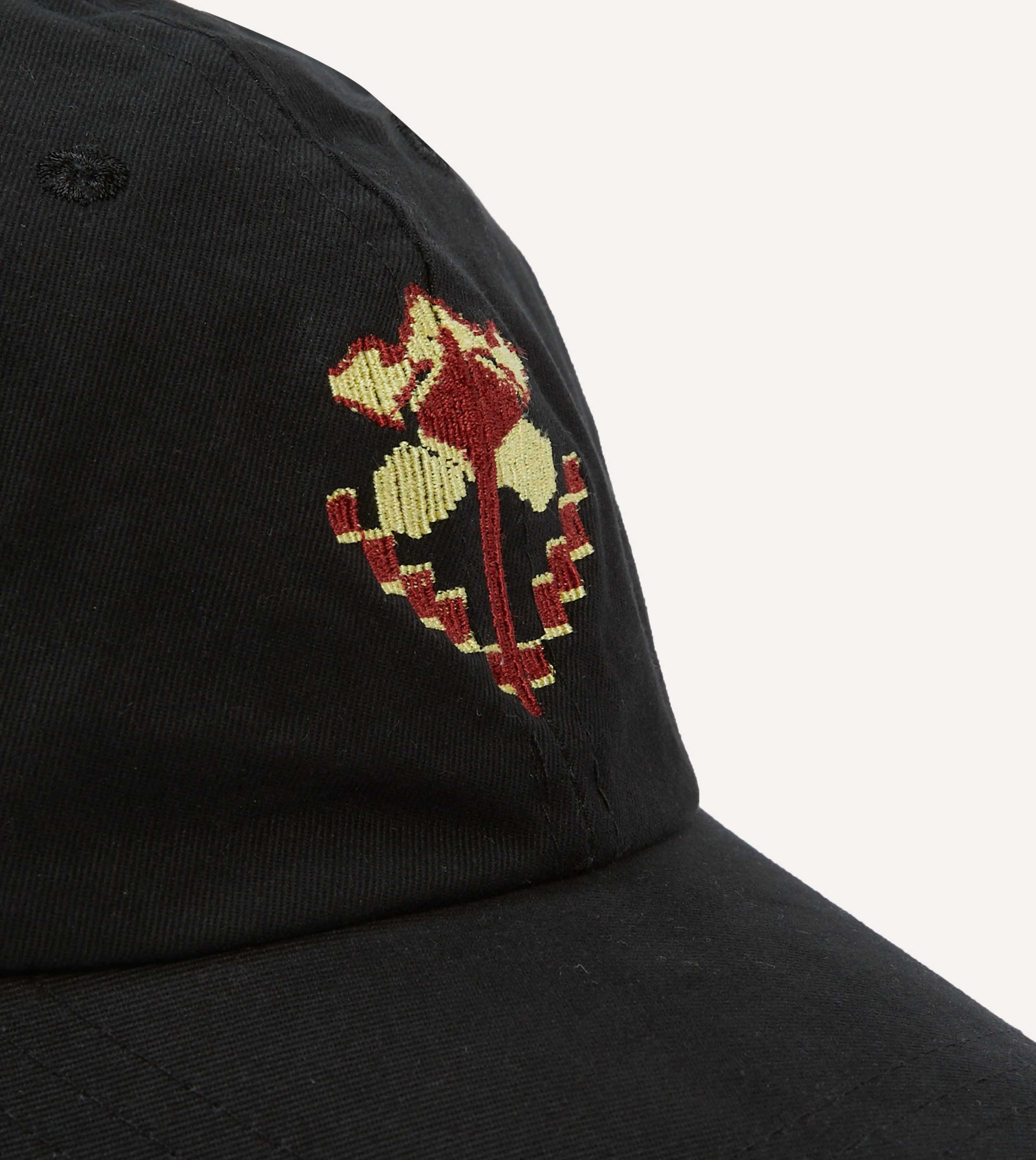 Washed Black Flower Emblem Cotton Baseball Cap sold by Drake's London product image thumbnail 3