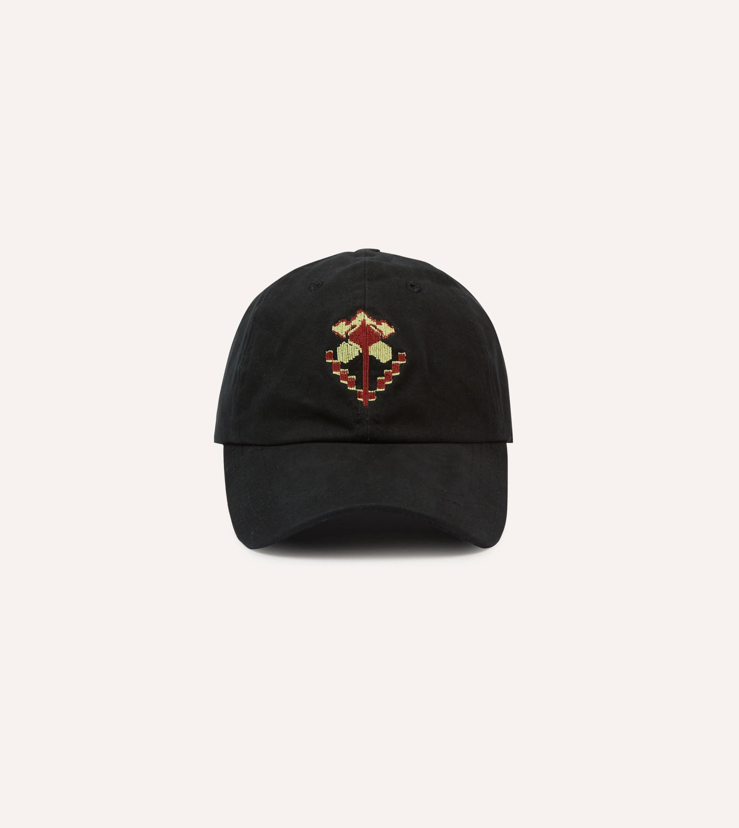 Washed Black Flower Emblem Cotton Baseball Cap sold by Drake's London
