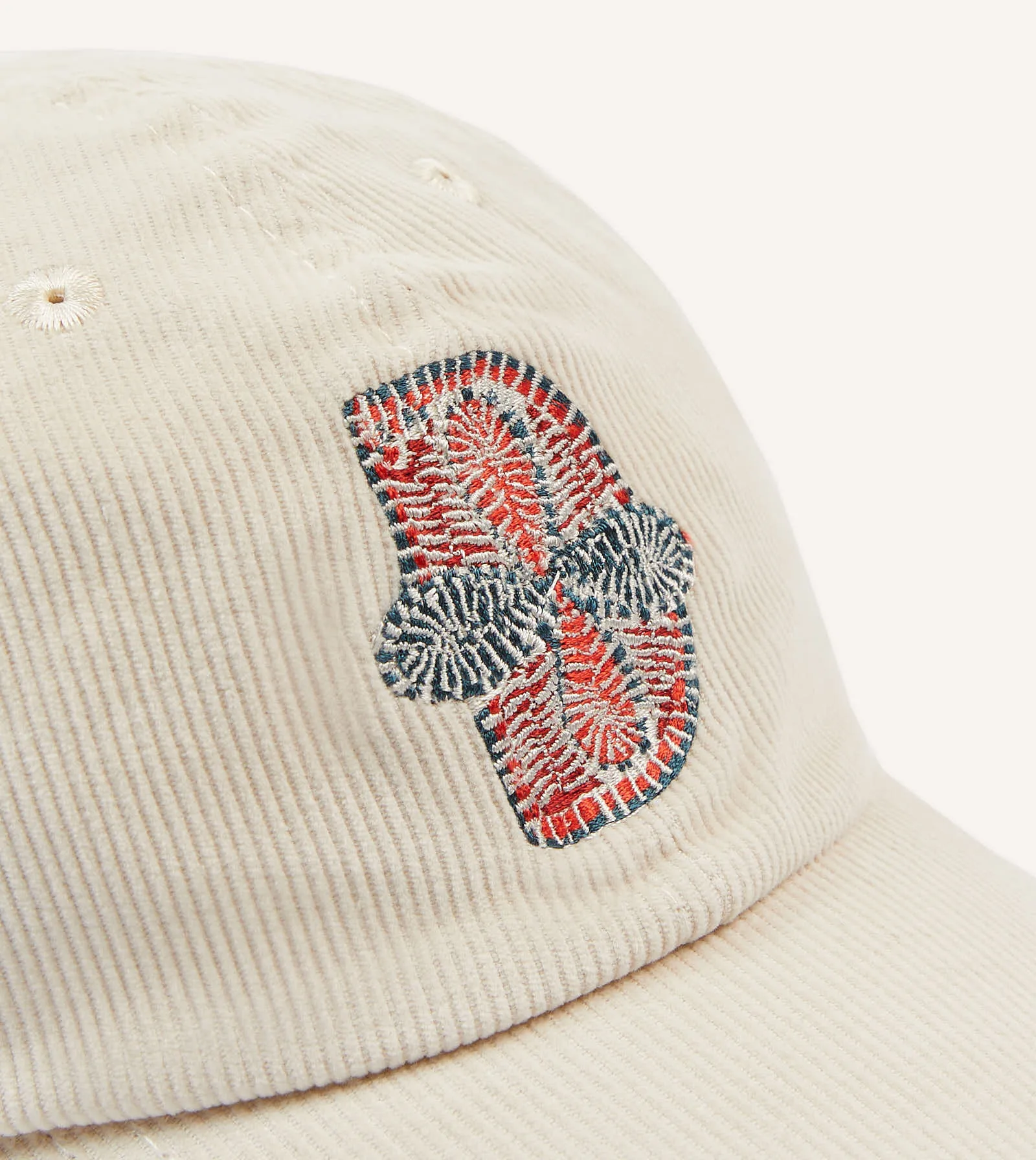 Ecru Kantha Flower Emblem Cotton Baseball Cap sold by Drake's London product image thumbnail 3