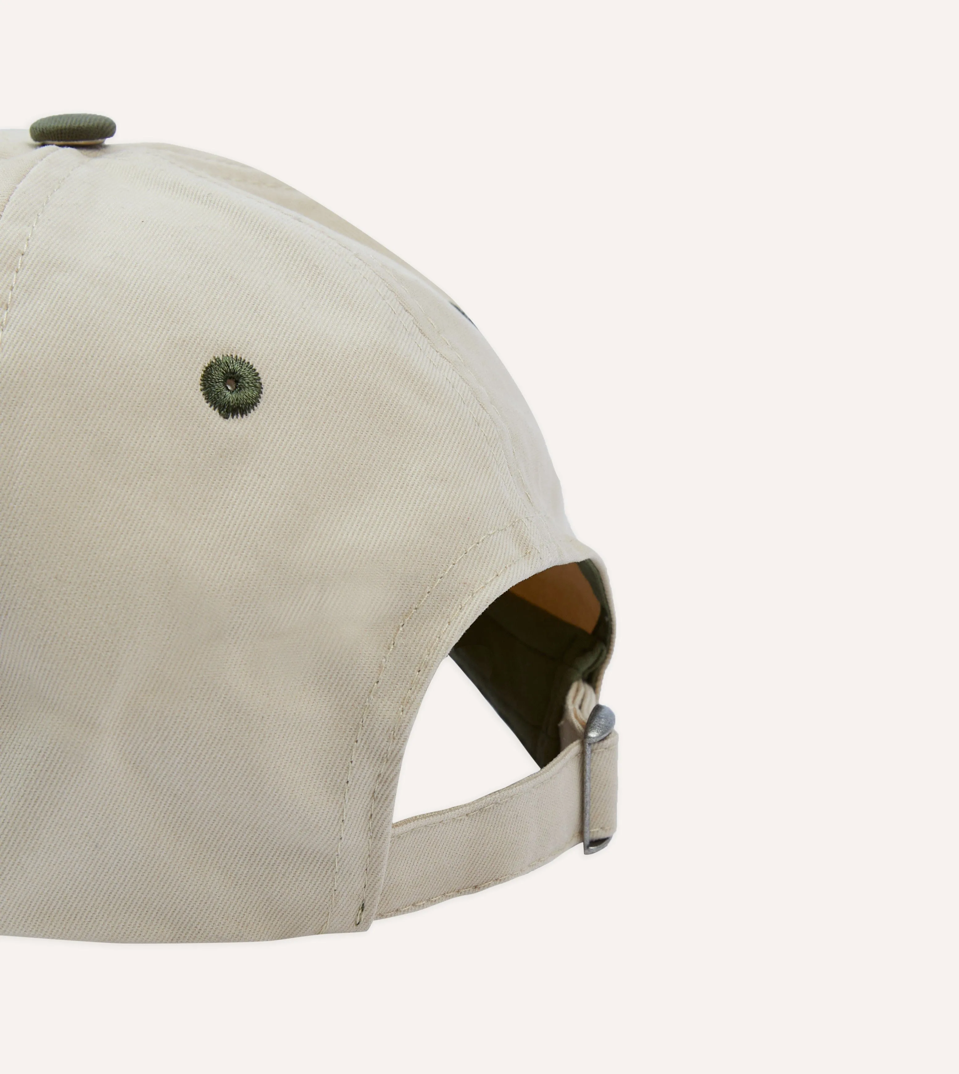 Ecru and Green Kantha Suns Emblem Cotton Baseball Cap sold by Drake's London product image thumbnail 2