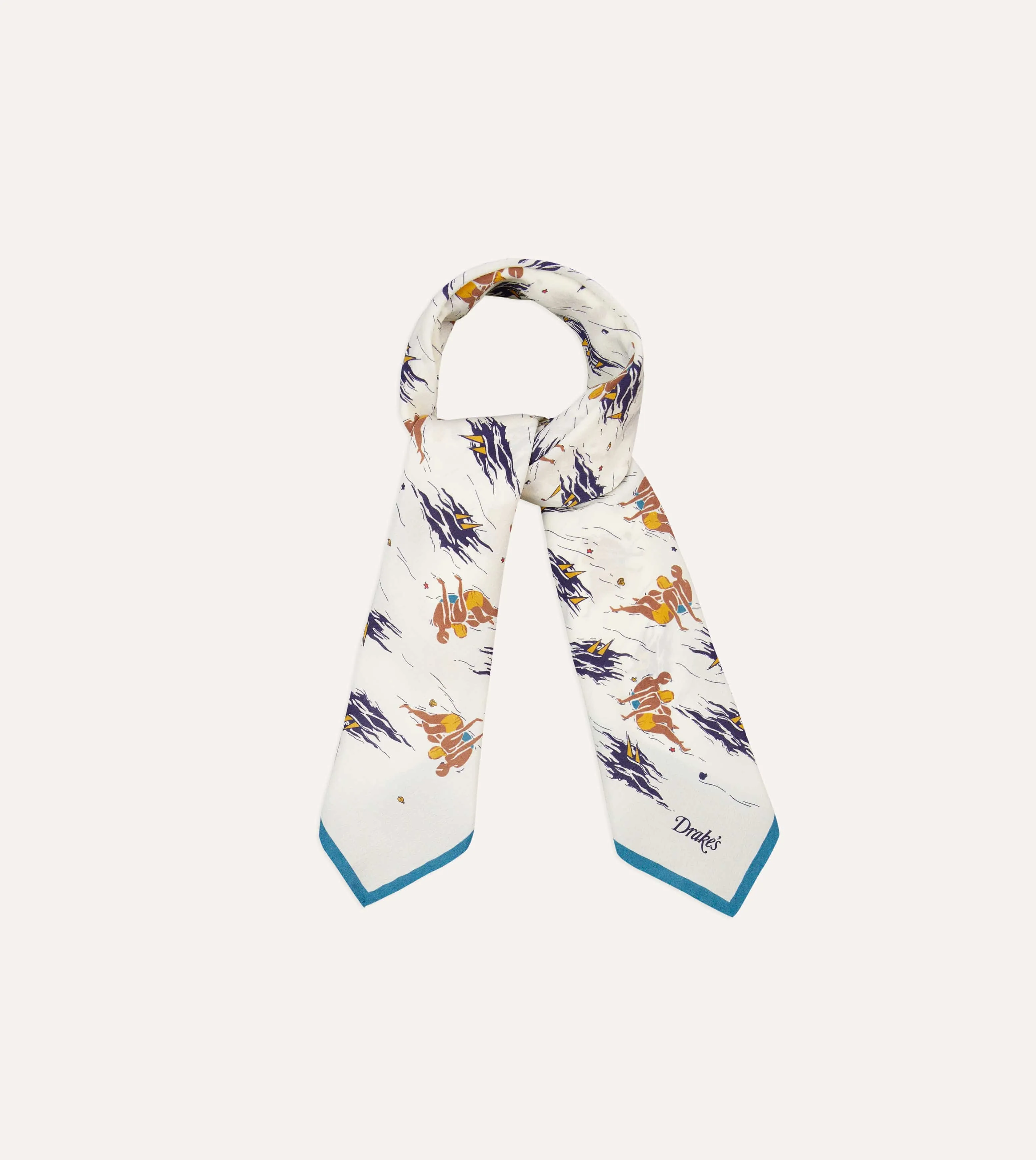 Ecru Bathers Print Silk Bandana sold by Drake's London product image thumbnail 5