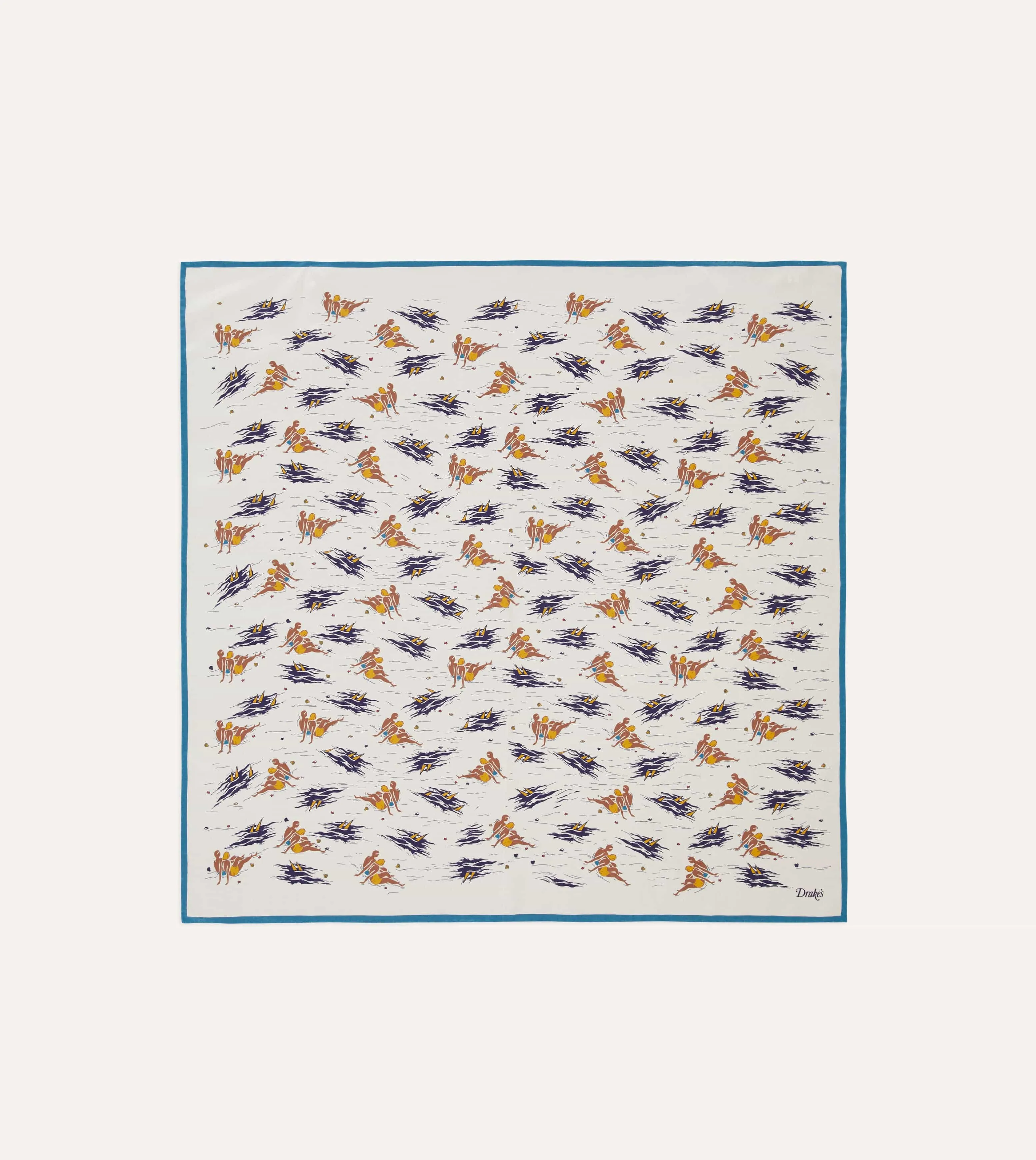 Ecru Bathers Print Silk Bandana sold by Drake's London