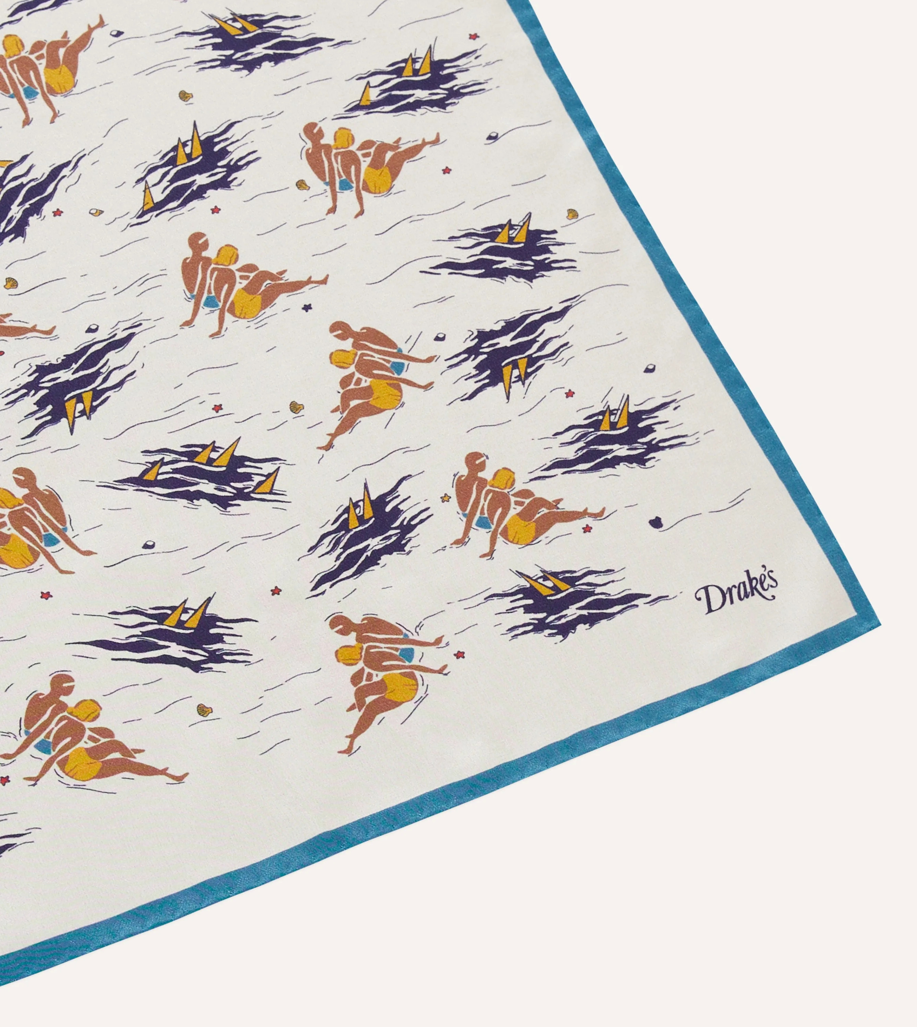 Ecru Bathers Print Silk Bandana sold by Drake's London product image thumbnail 3