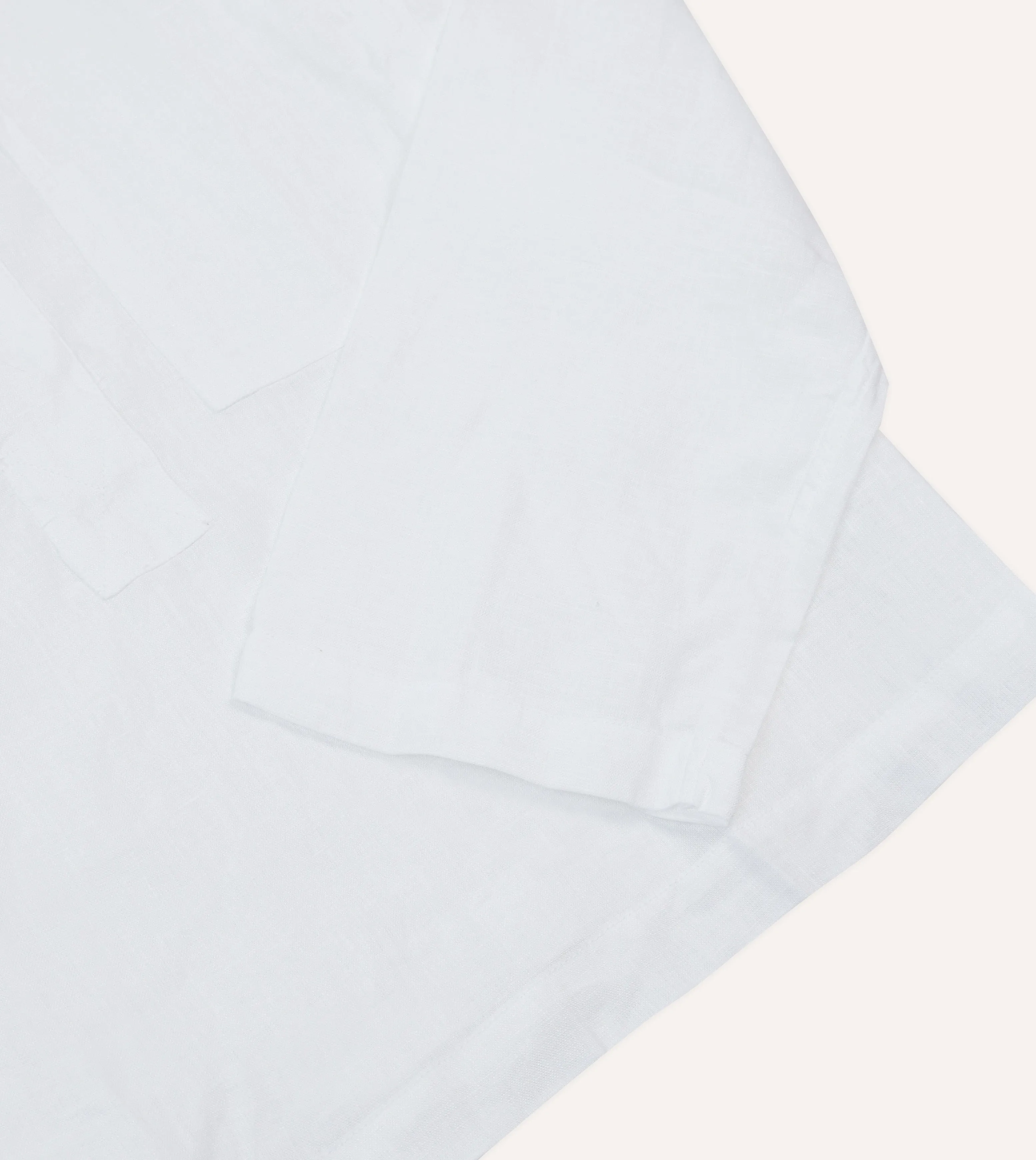 White Linen Mandarin Collar Popover Shirt sold by Drake's London product image thumbnail 5