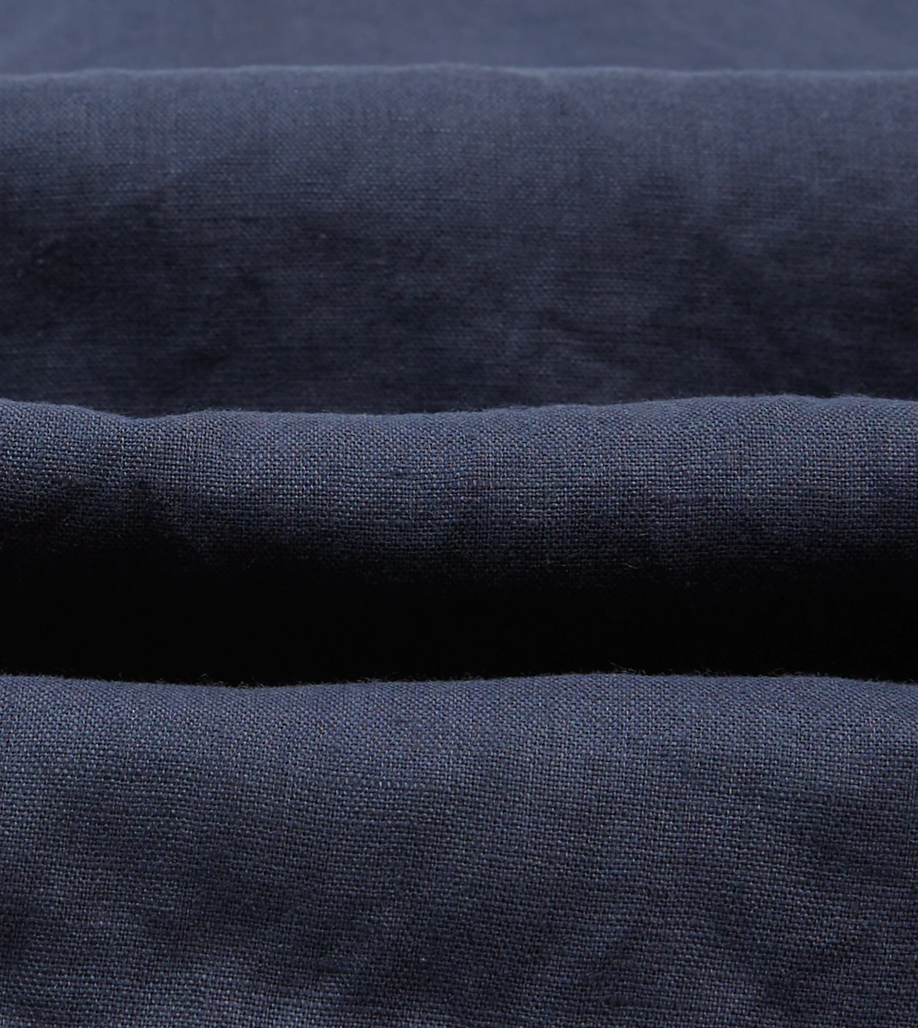 Navy Linen Mandarin Collar Popover Shirt sold by Drake's London product image thumbnail 2