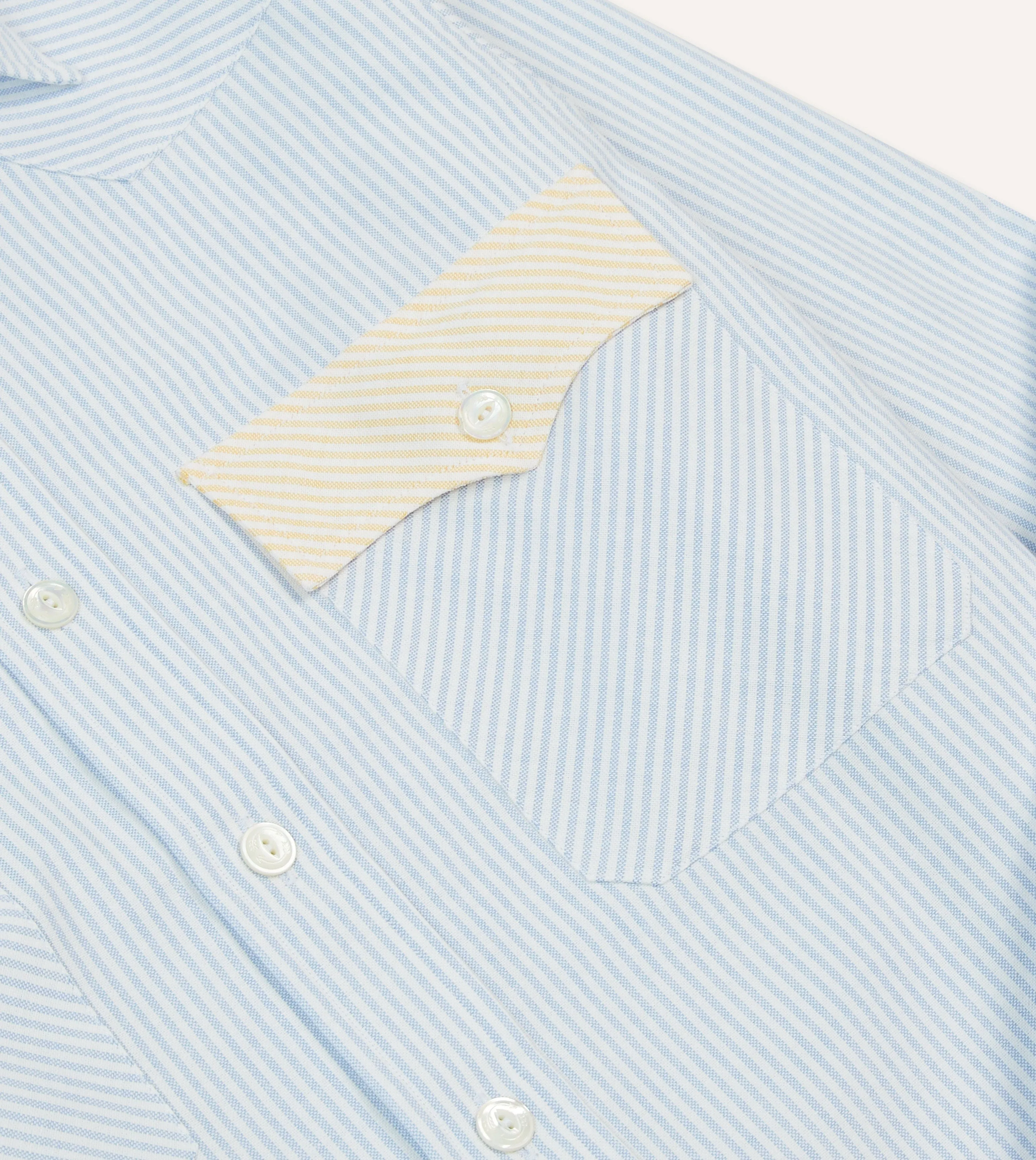 Multi Stripe Cotton Oxford Two-Pocket Western Fun Shirt sold by Drake's London product image thumbnail 4