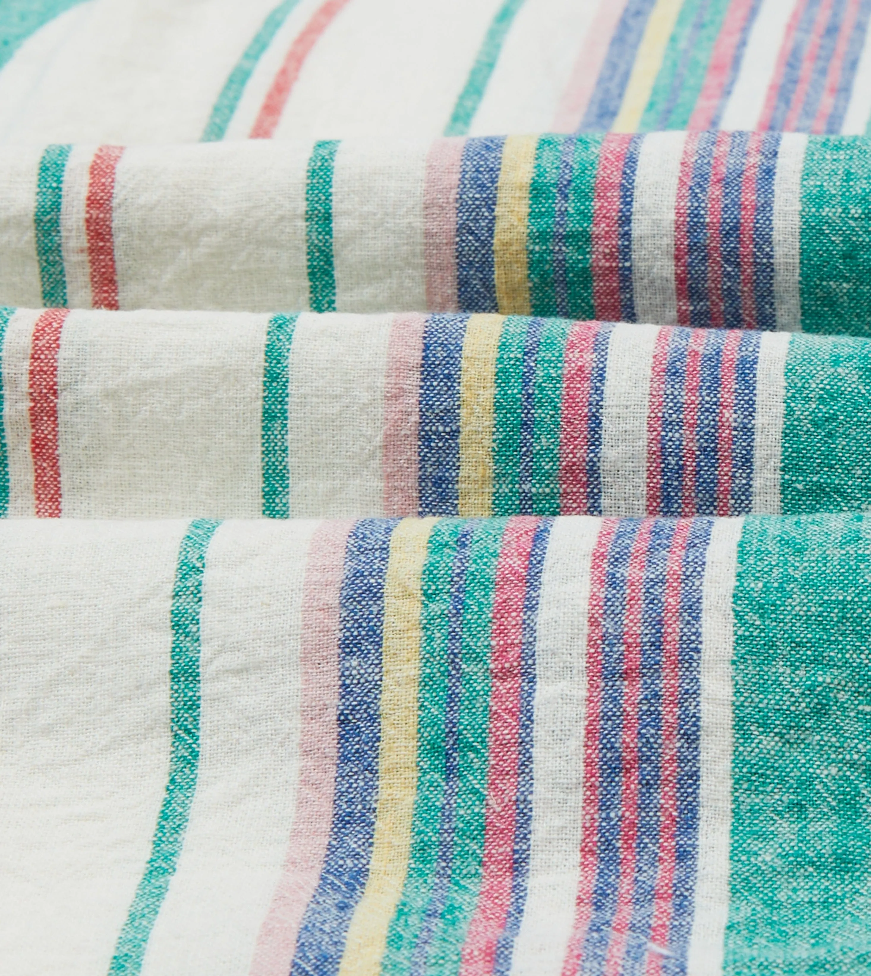 Ecru, Purple and Green Stripe Linen-Cotton Long Point Collar Shirt sold by Drake's London product image thumbnail 2