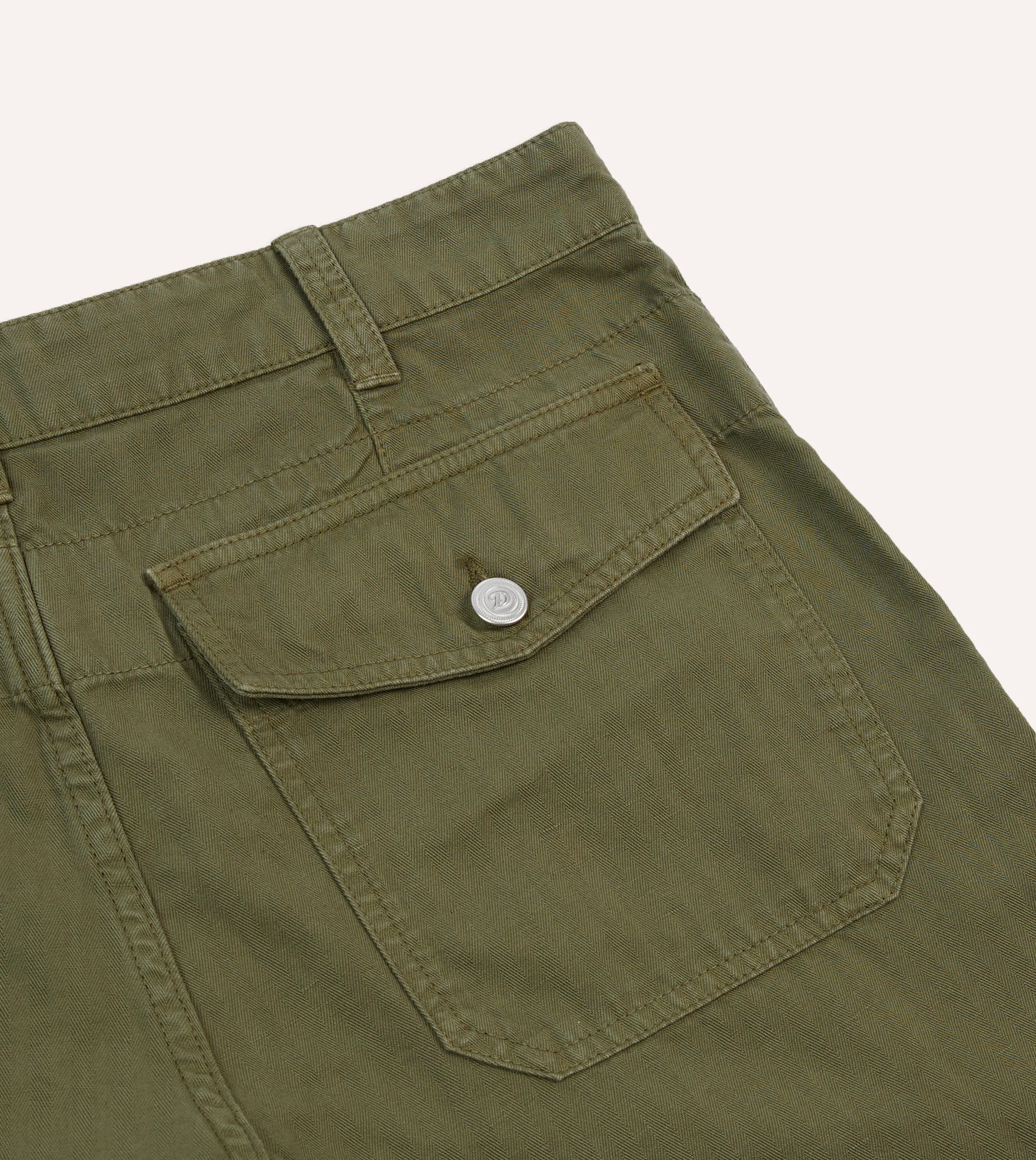Olive Cotton-Linen Herringbone Fatigue Shorts sold by Drake's London product image thumbnail 4