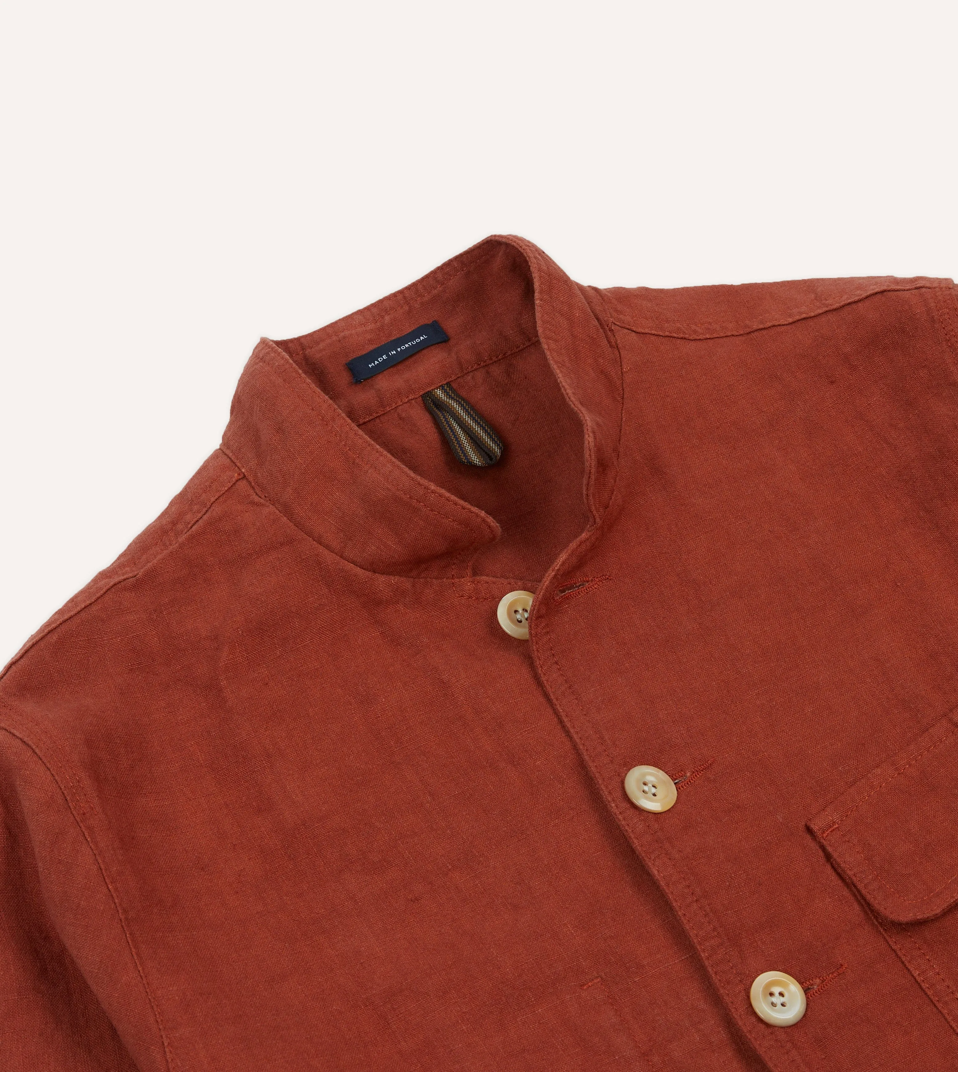 Rust Linen Forestiere Jacket sold by Drake's London product image thumbnail 3