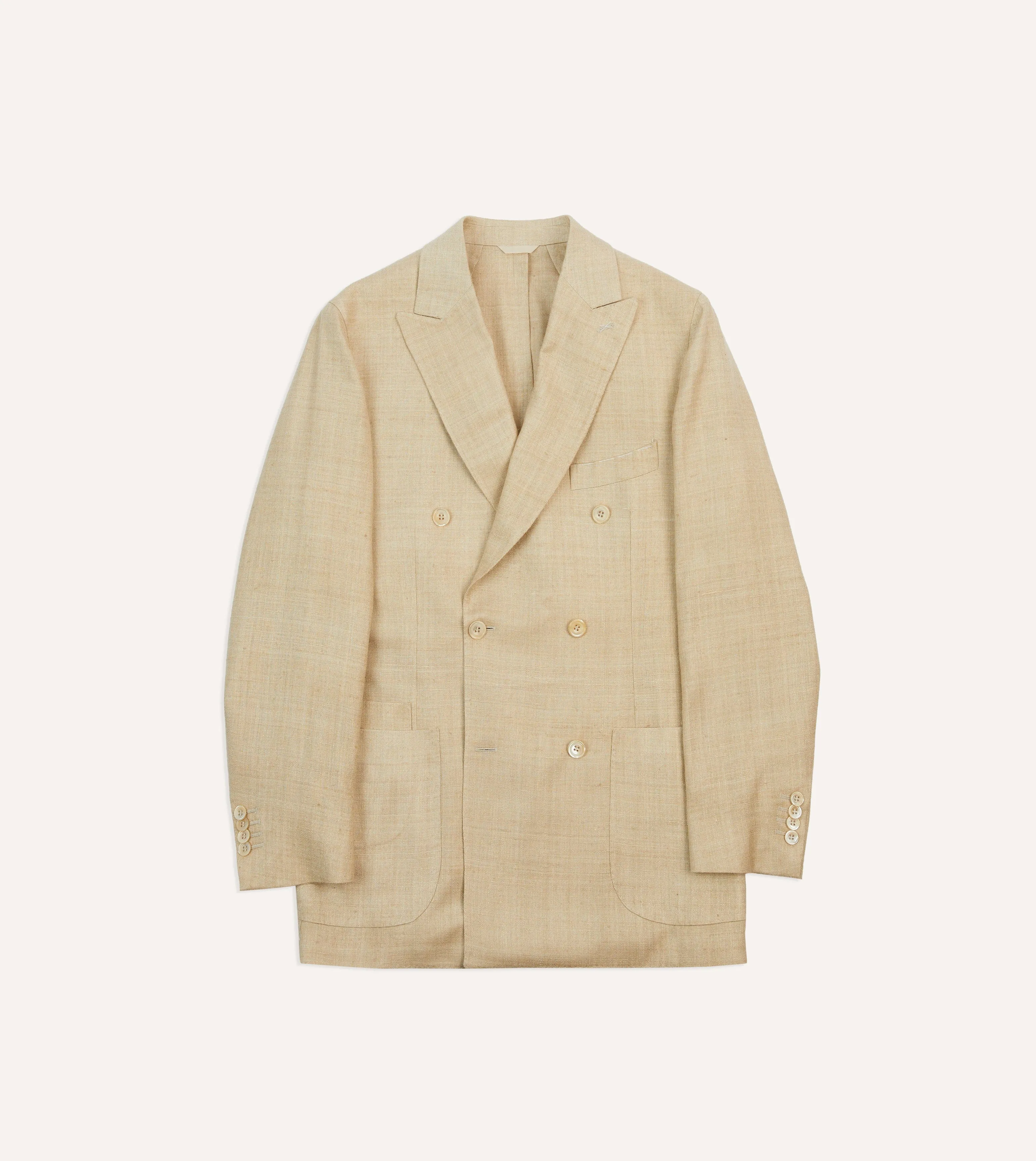 Sand Tussah Silk Double-Breasted Tailored Jacket sold by Drake's London