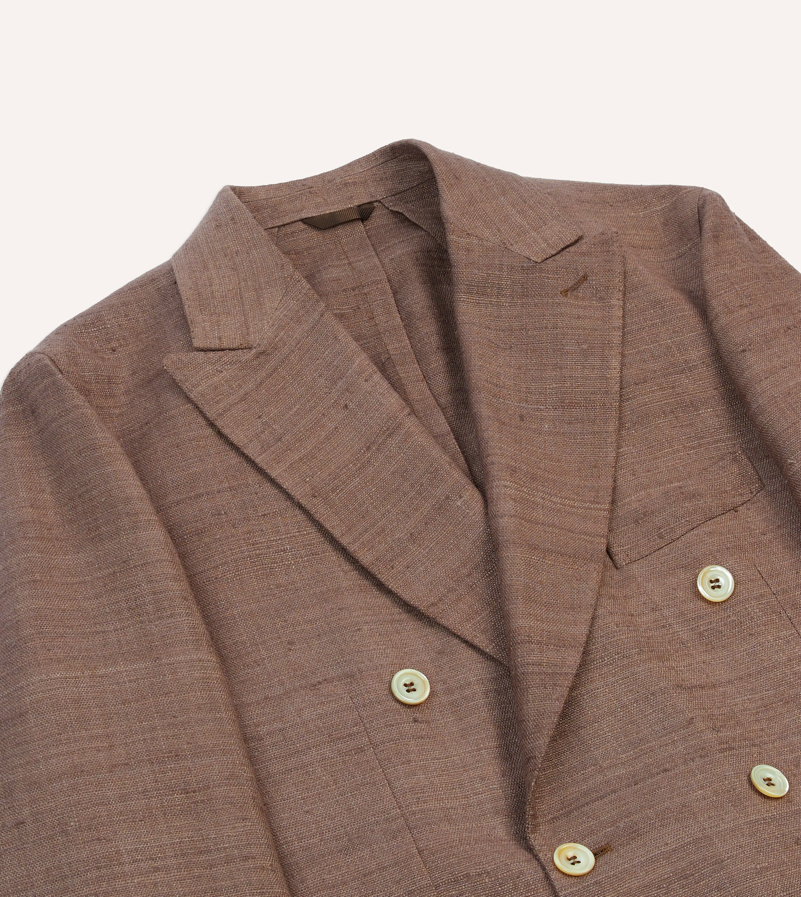 Brown Tussah Silk Double-Breasted Tailored Jacket sold by Drake's London product image thumbnail 3
