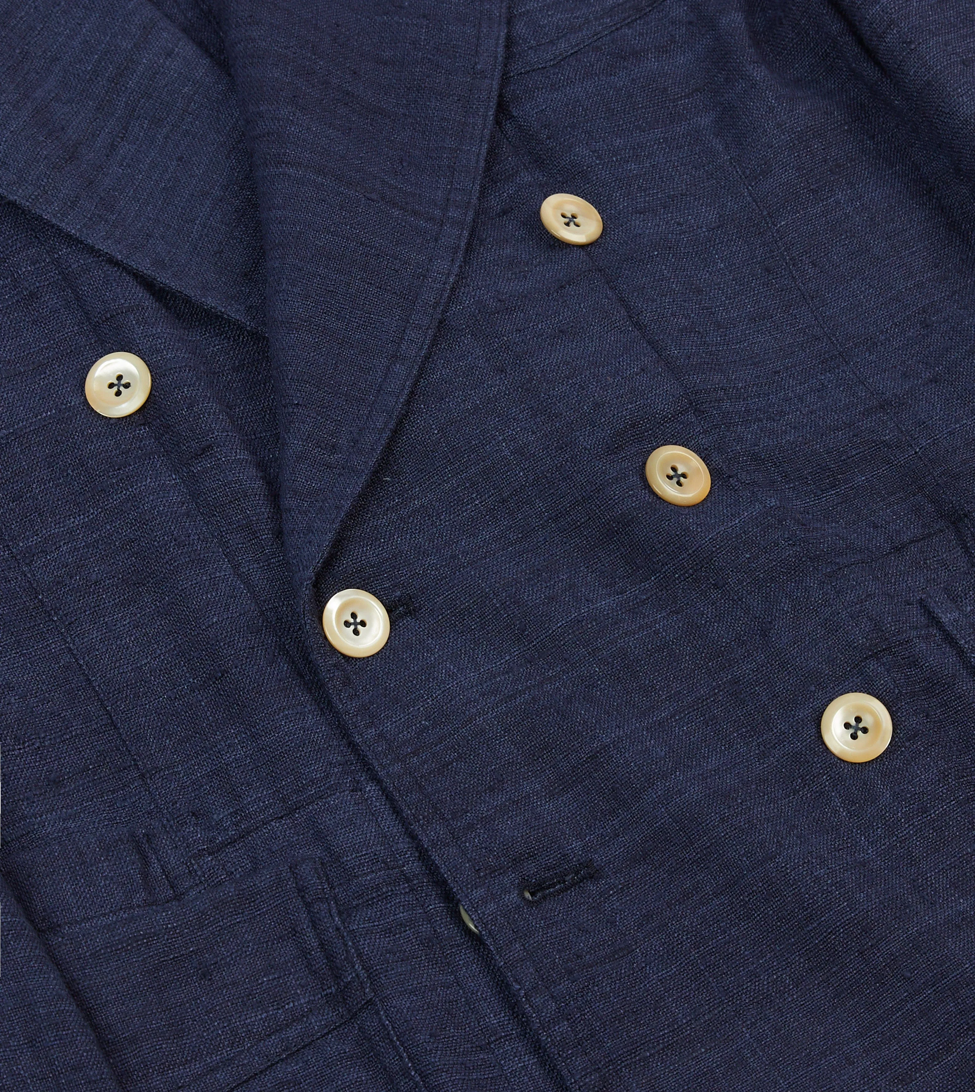 Navy Tussah Silk Double-Breasted Tailored Jacket sold by Drake's London product image thumbnail 5