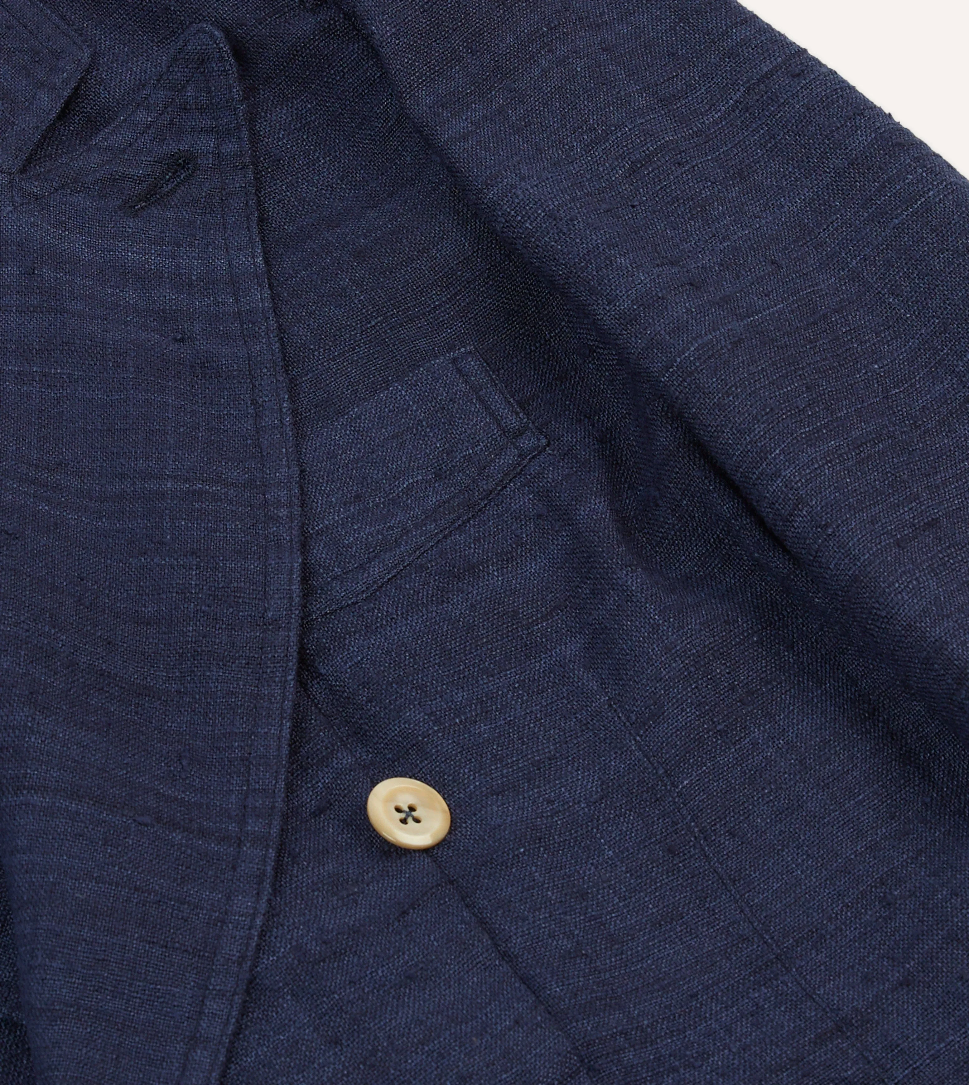 Navy Tussah Silk Double-Breasted Tailored Jacket sold by Drake's London product image thumbnail 4