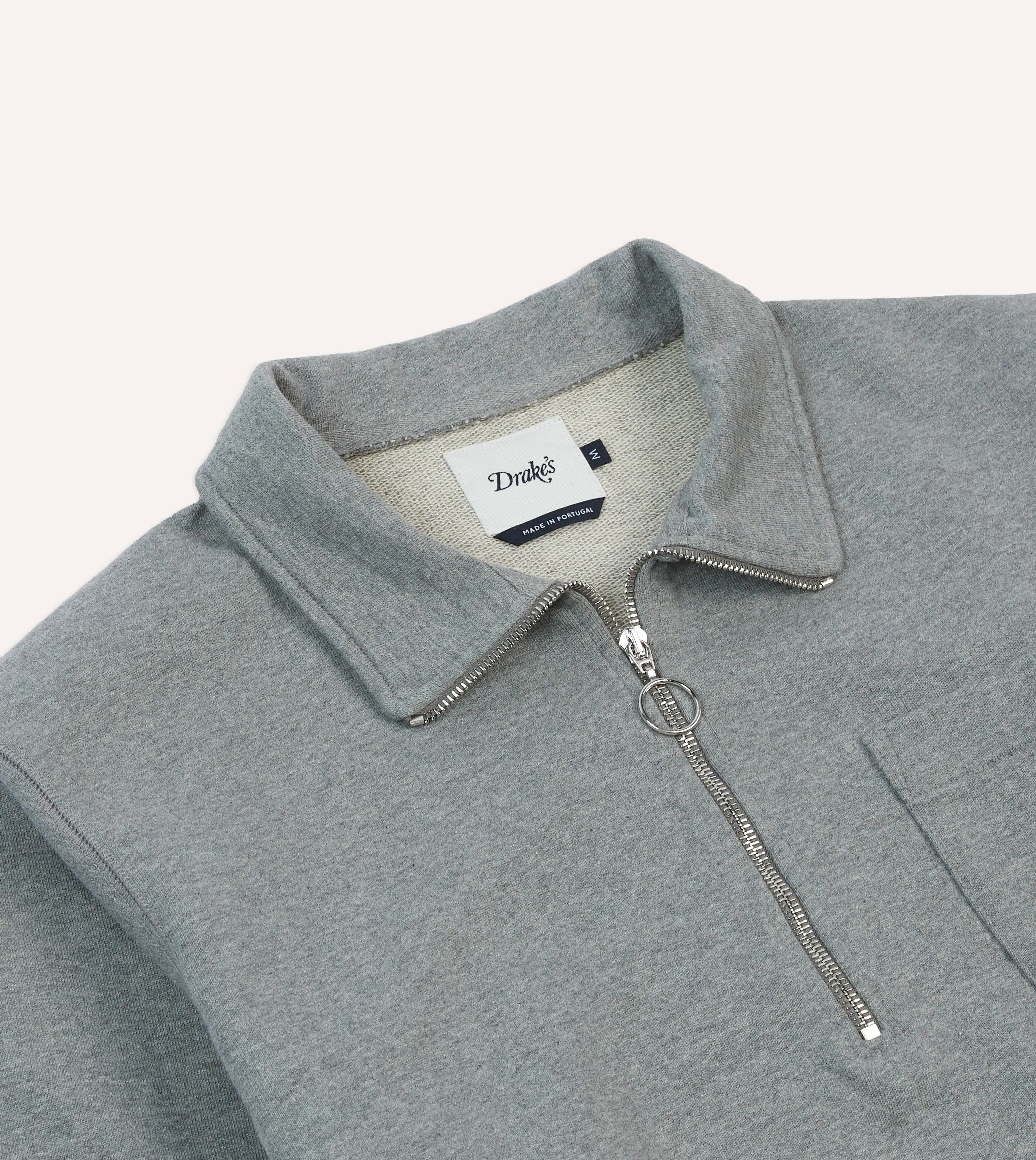 Grey Cotton Quarter Zip Collared Sweatshirt sold by Drake's London product image thumbnail 3
