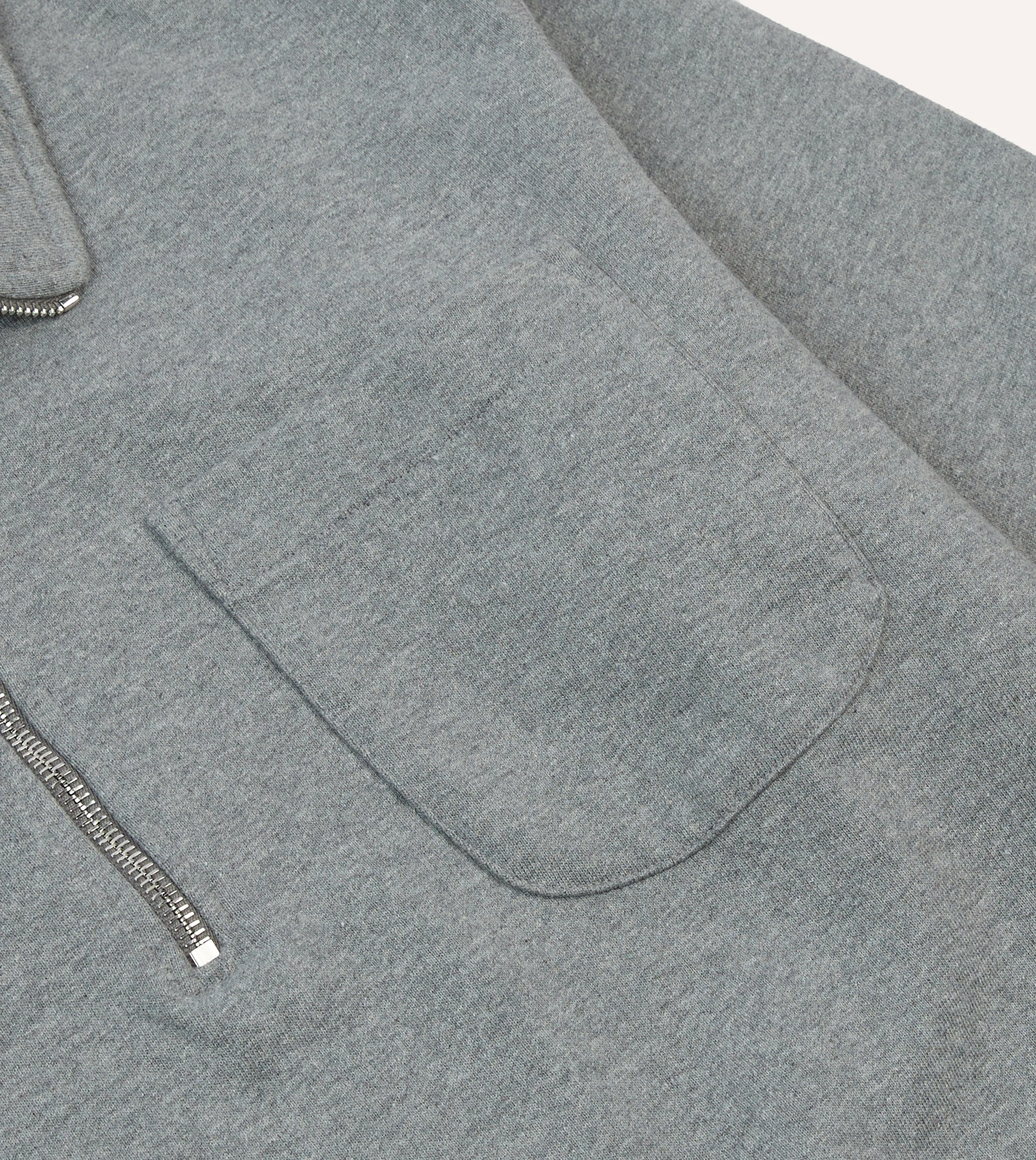 Grey Cotton Quarter Zip Collared Sweatshirt sold by Drake's London product image thumbnail 4