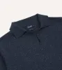 Navy Knitted Silk Short-Sleeve Polo Shirt sold by Drake's London