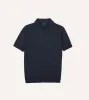 Navy Knitted Silk Short-Sleeve Polo Shirt sold by Drake's London