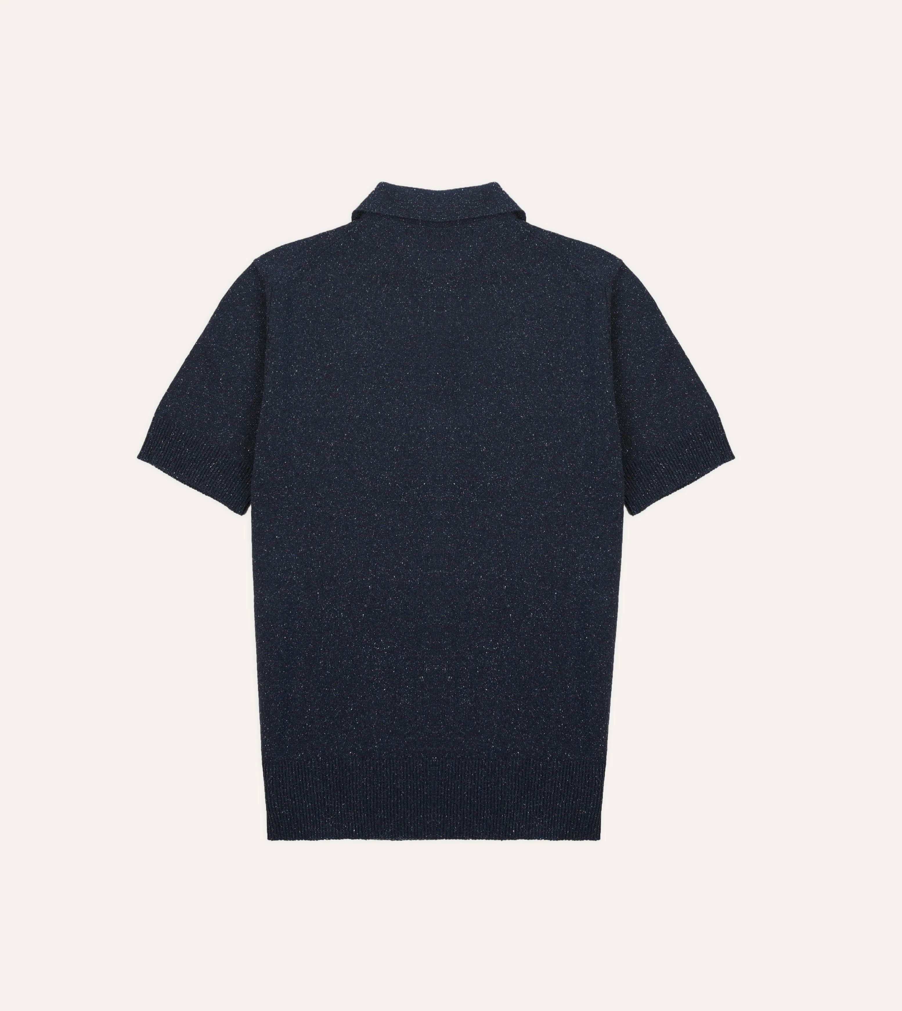 Navy Knitted Silk Short-Sleeve Polo Shirt sold by Drake's London product image thumbnail 4