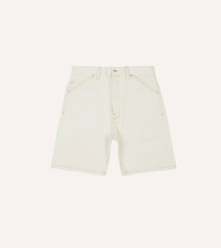 Ecru 12.7oz Selvedge Denim Five-Pocket Shorts sold by Drake's London
