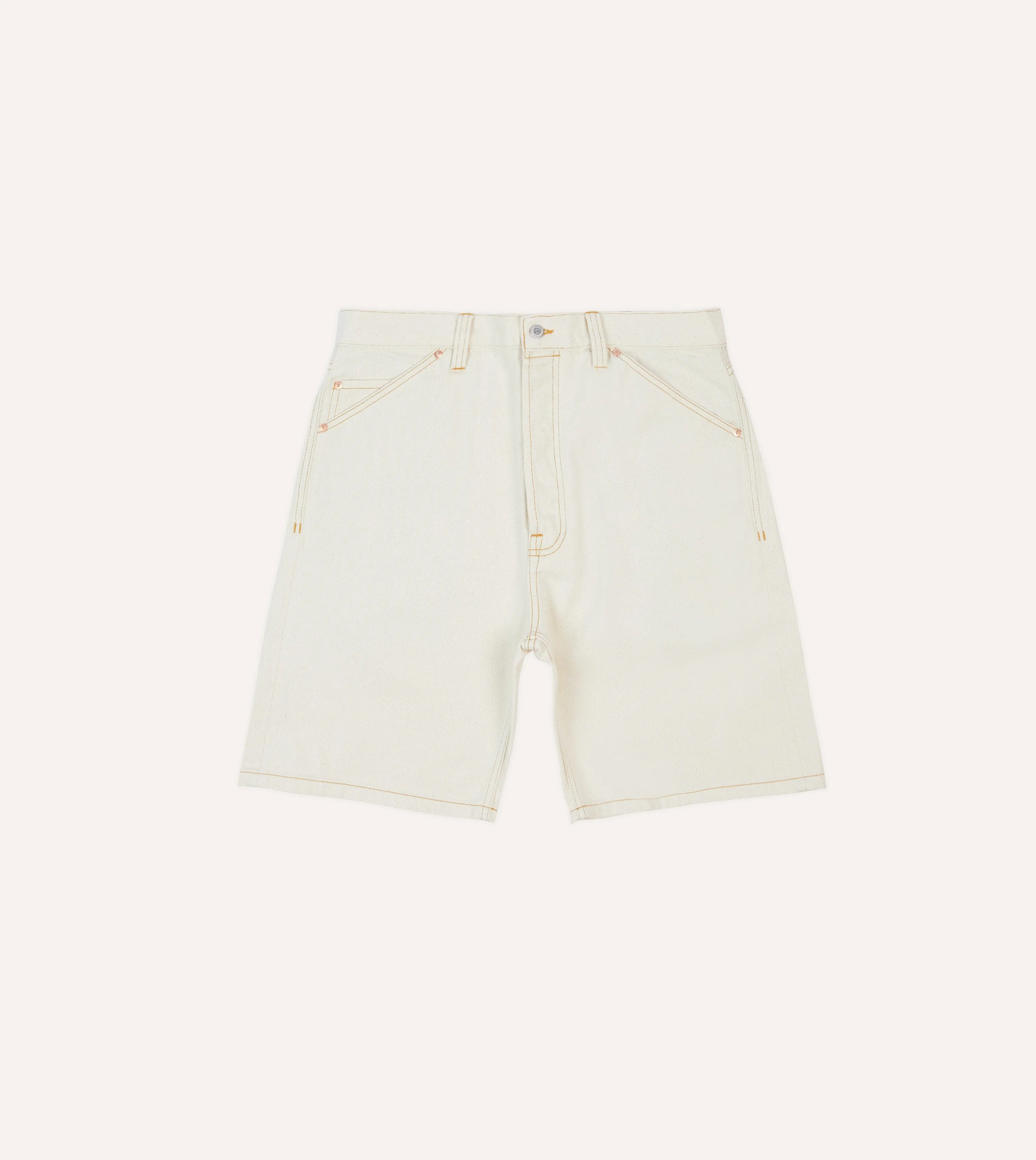 Ecru 12.7oz Selvedge Denim Five-Pocket Shorts sold by Drake's London