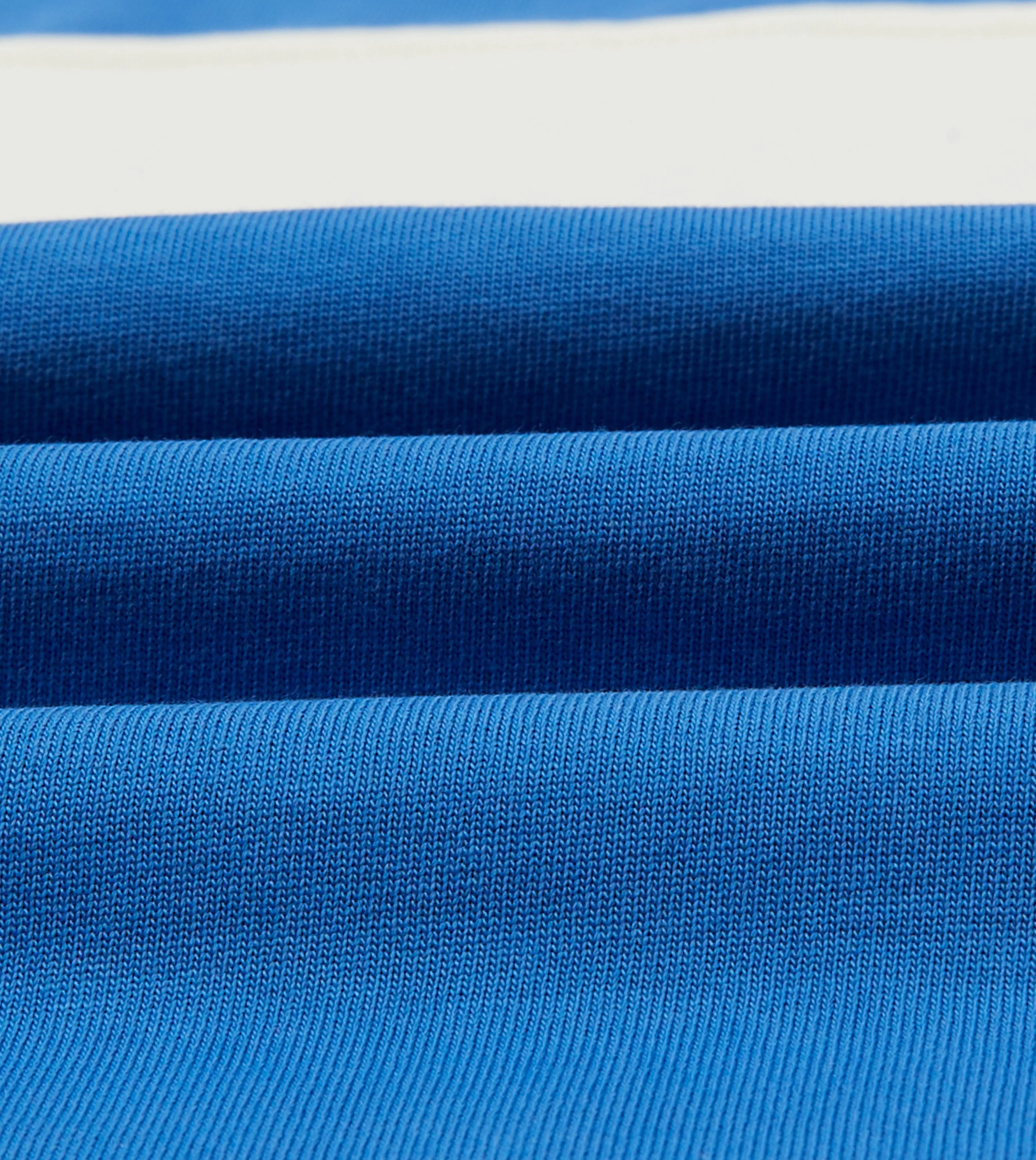 Blue and Ecru Panel Stripe Cotton Crew Neck Hiking T-Shirt sold by Drake's London product image thumbnail 2