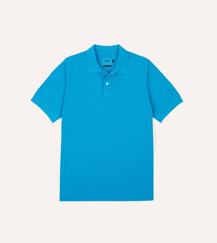 Sky Blue Piqué Cotton Polo Shirt made by Drake's London