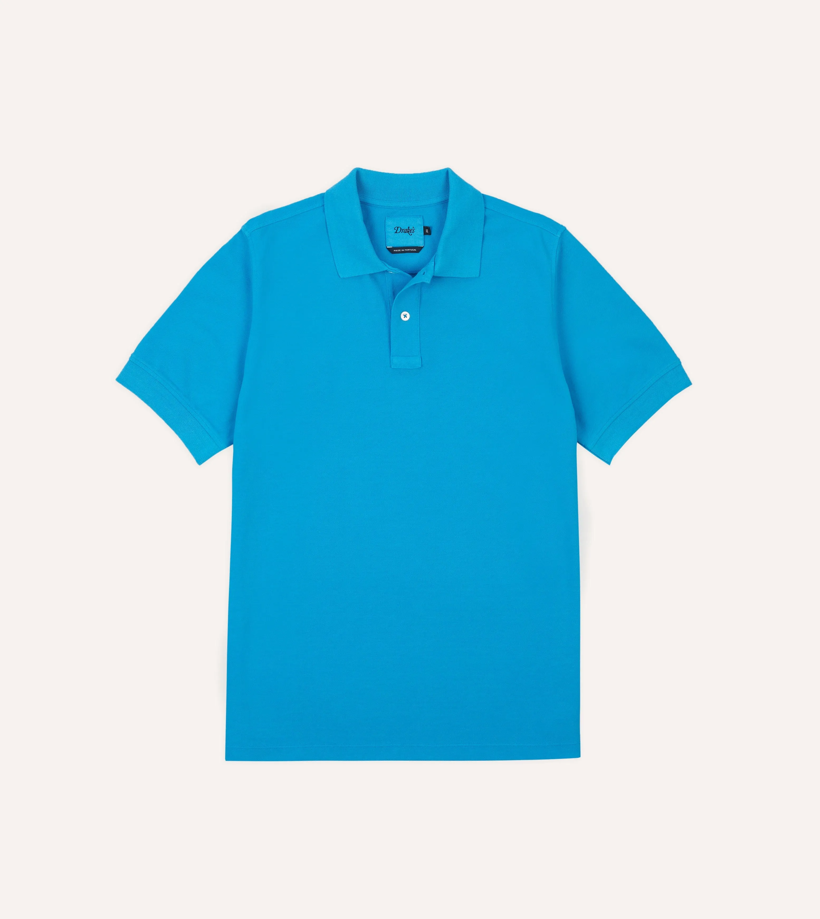 Sky Blue Piqué Cotton Polo Shirt sold by Drake's London