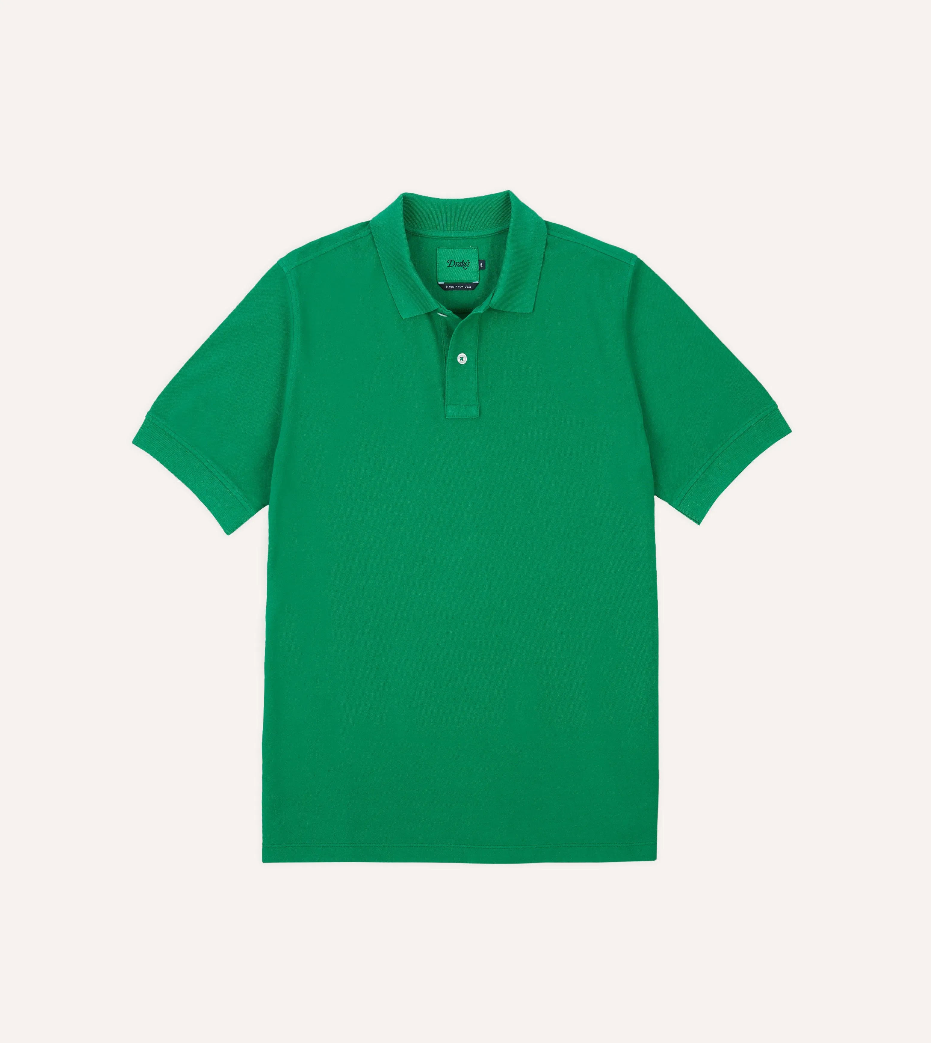 Washed Green Piqué Cotton Polo Shirt sold by Drake's London