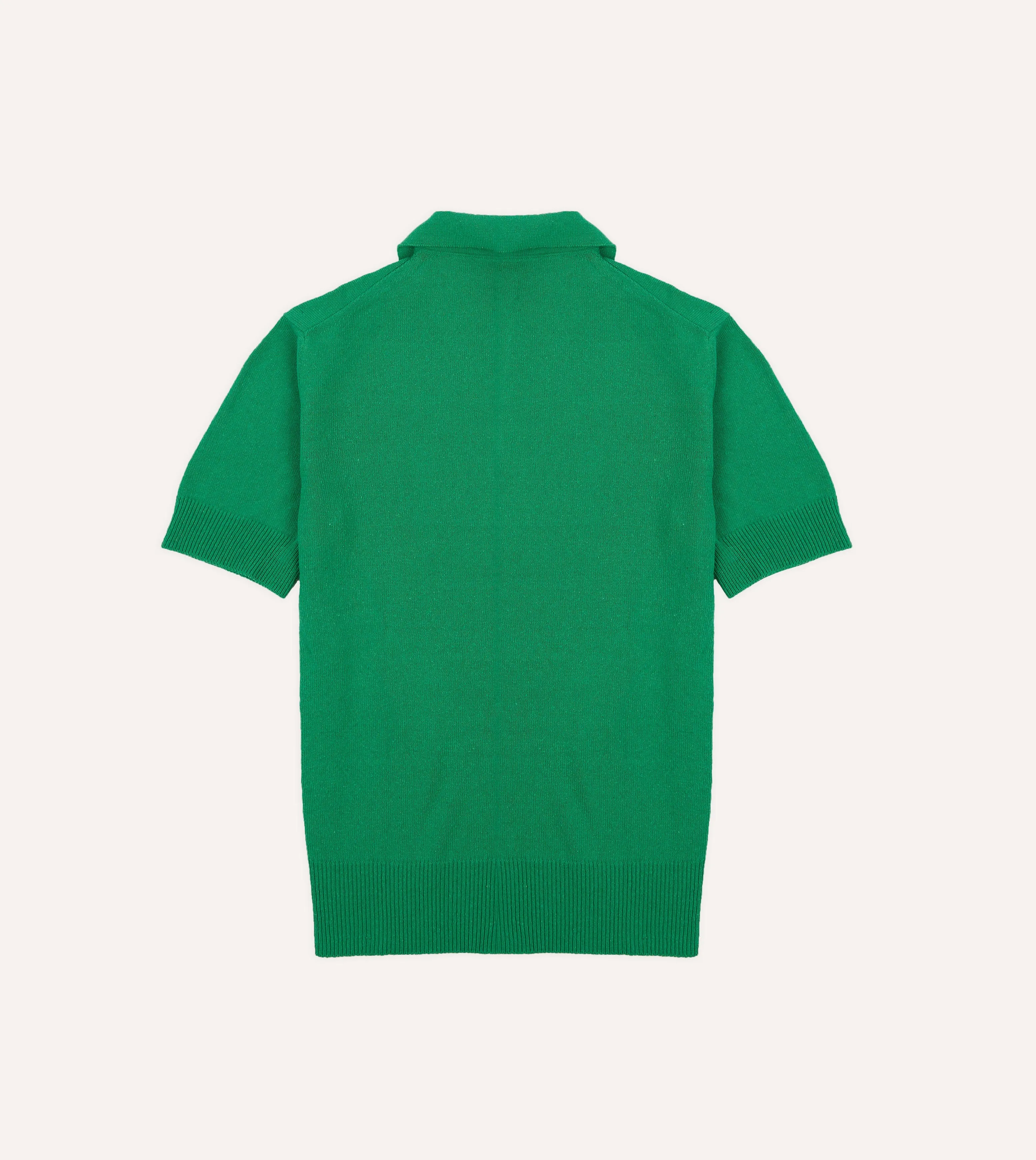 Green Knitted Silk Short-Sleeve Polo Shirt sold by Drake's London product image thumbnail 4