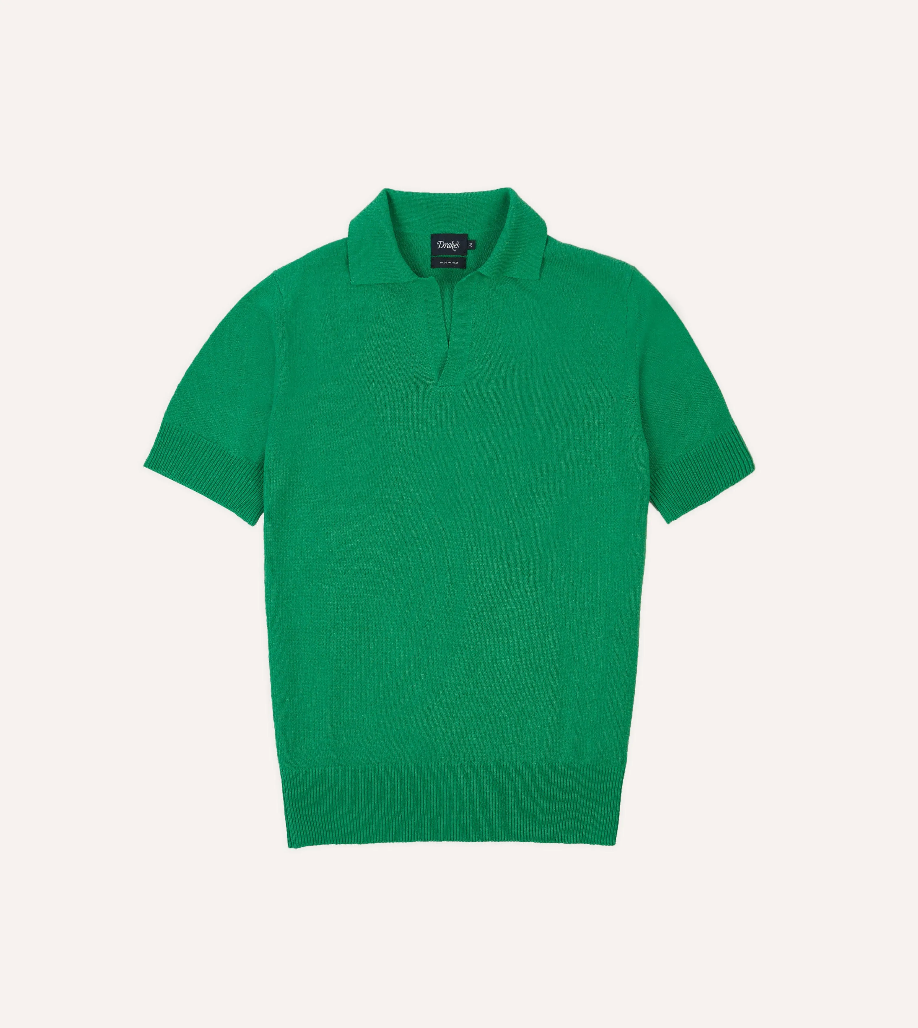 Green Knitted Silk Short-Sleeve Polo Shirt sold by Drake's London