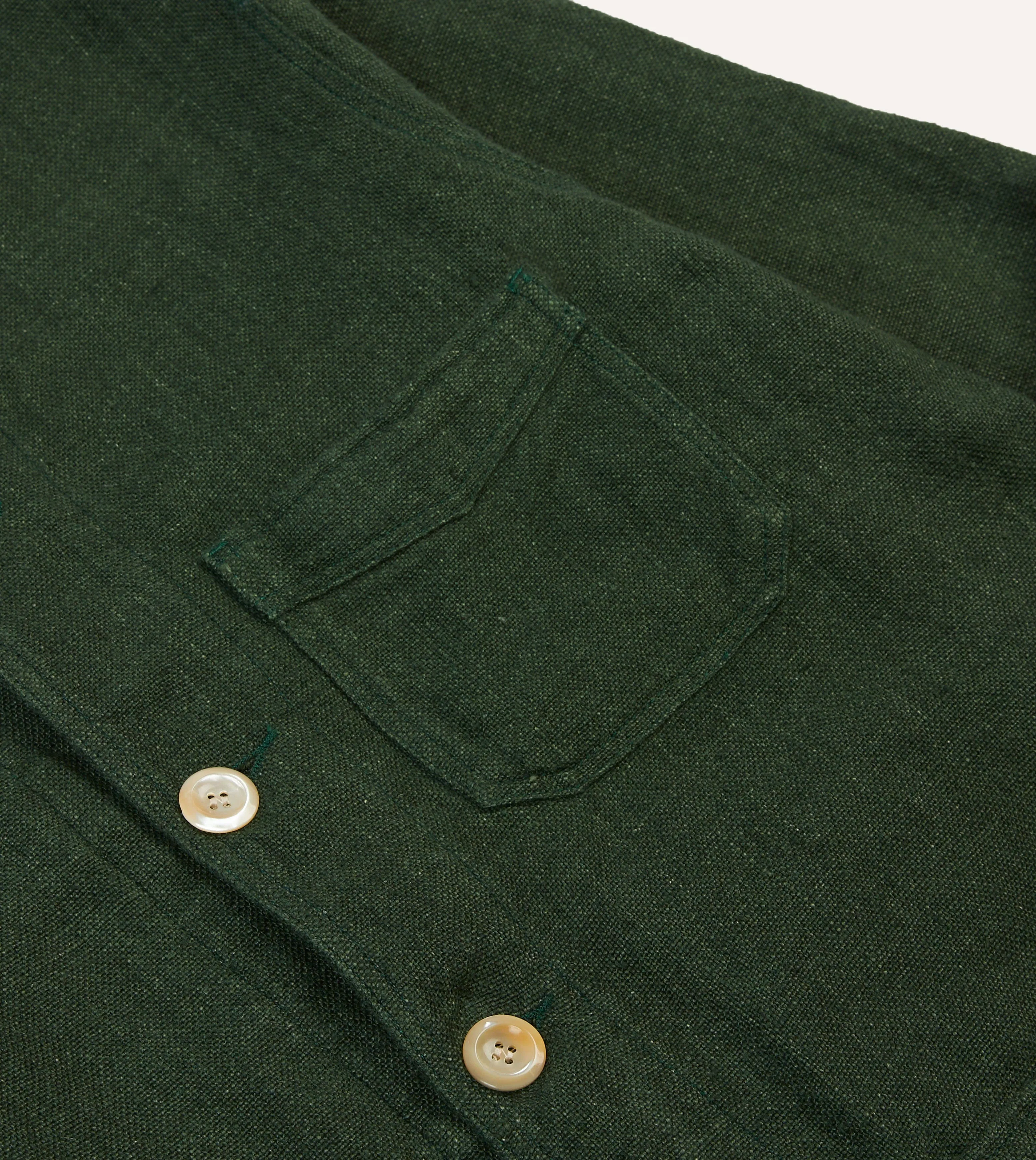 Green Linen Five-Pocket Chore Jacket sold by Drake's London product image thumbnail 4