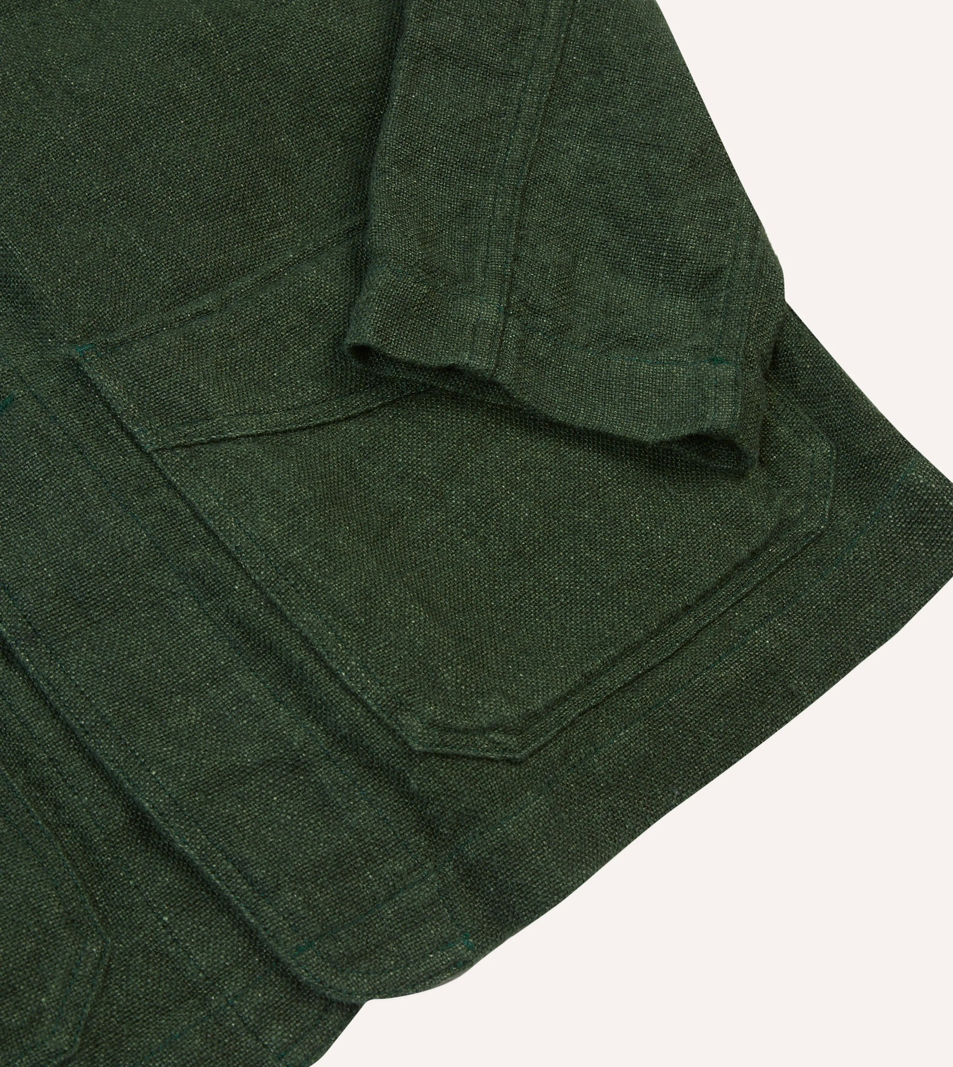 Green Linen Five-Pocket Chore Jacket sold by Drake's London product image thumbnail 5