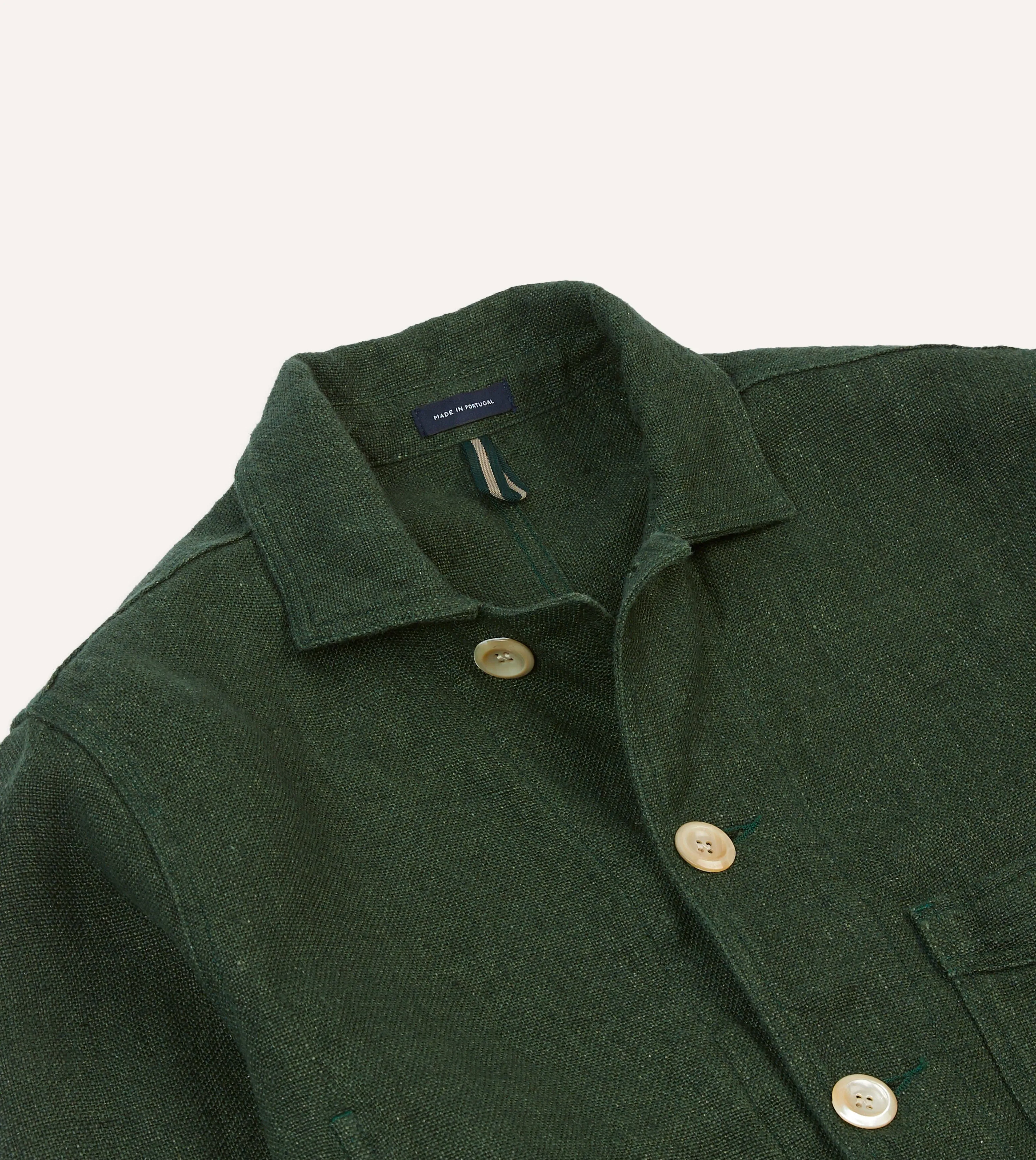 Green Linen Five-Pocket Chore Jacket sold by Drake's London product image thumbnail 3