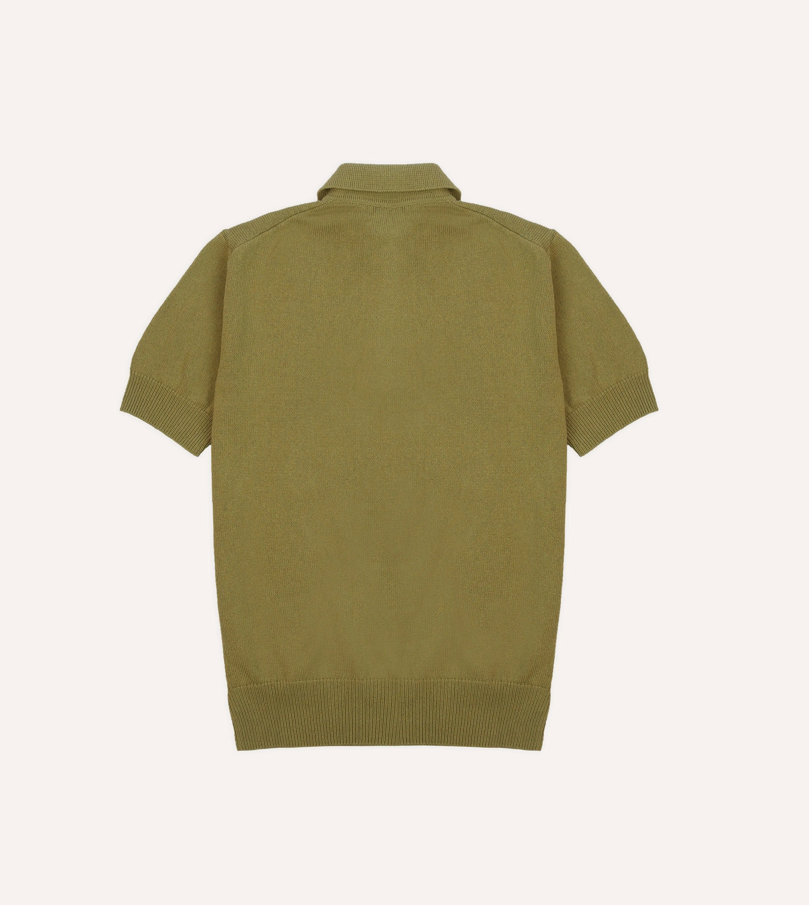 Green Knitted Crepe Cotton Short-Sleeve Polo Shirt sold by Drake's London product image thumbnail 4