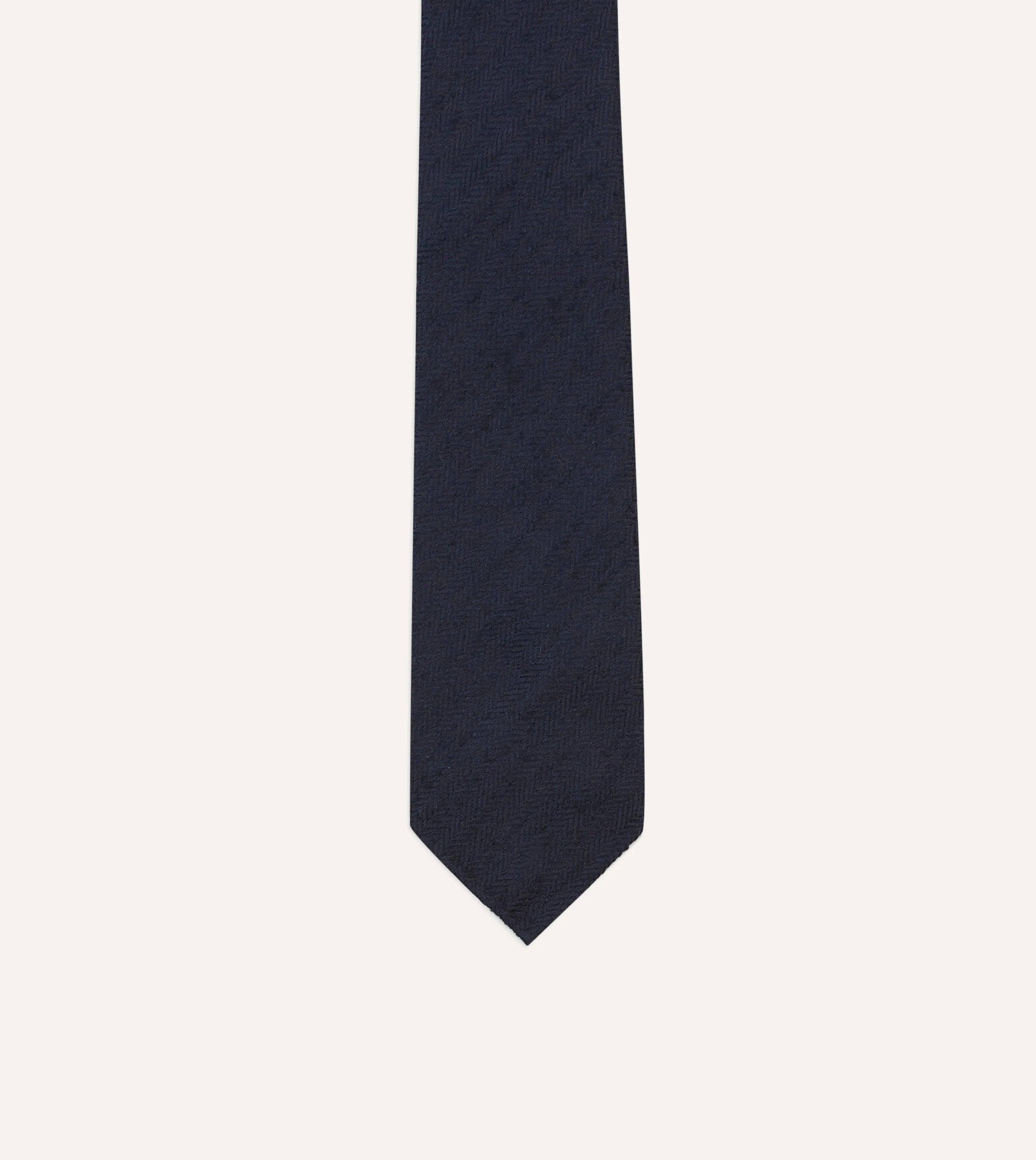 Navy Herringbone Shantung Silk Tipped Tie sold by Drake's London product image thumbnail 3