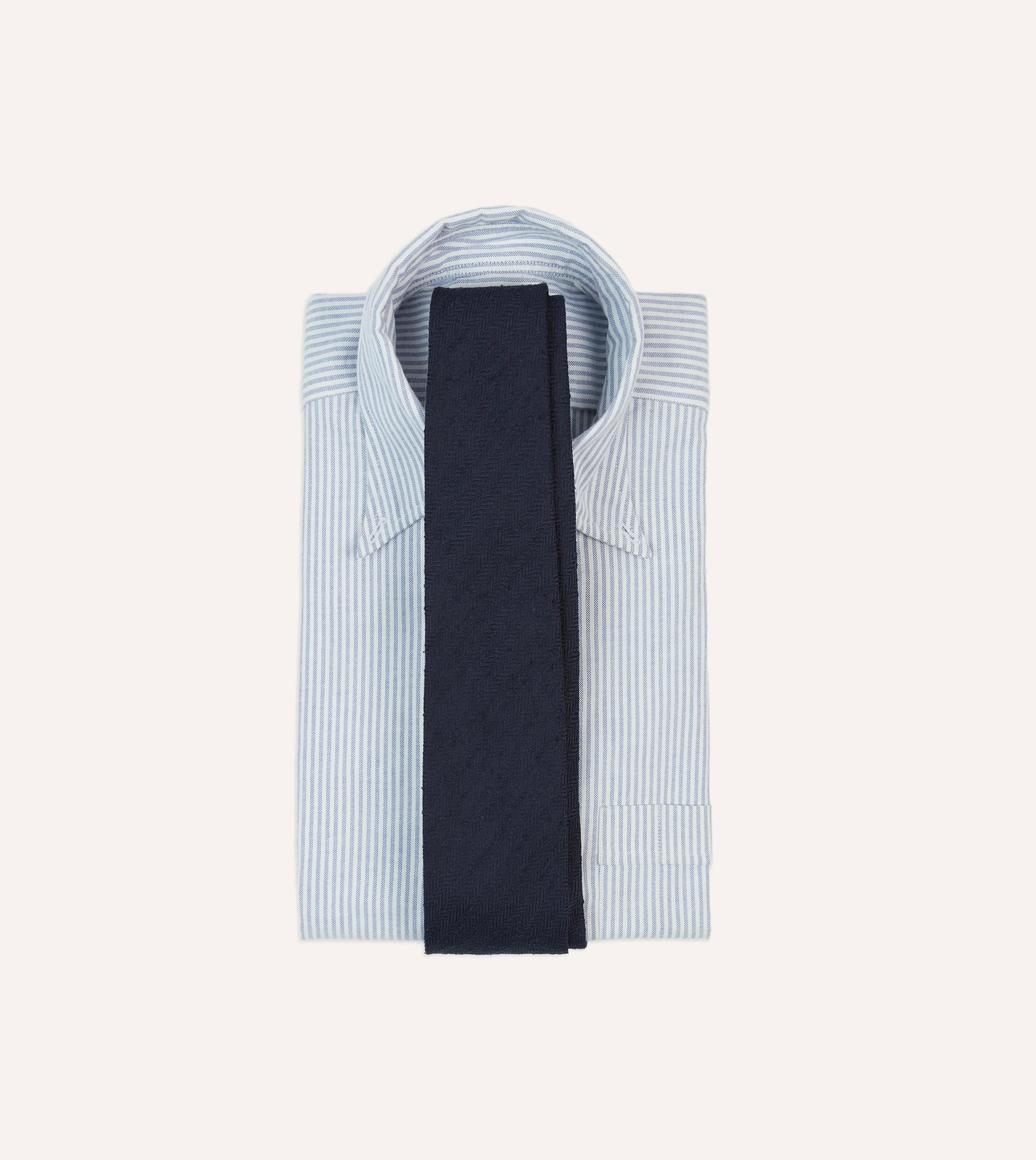 Navy Herringbone Shantung Silk Tipped Tie sold by Drake's London product image thumbnail 2
