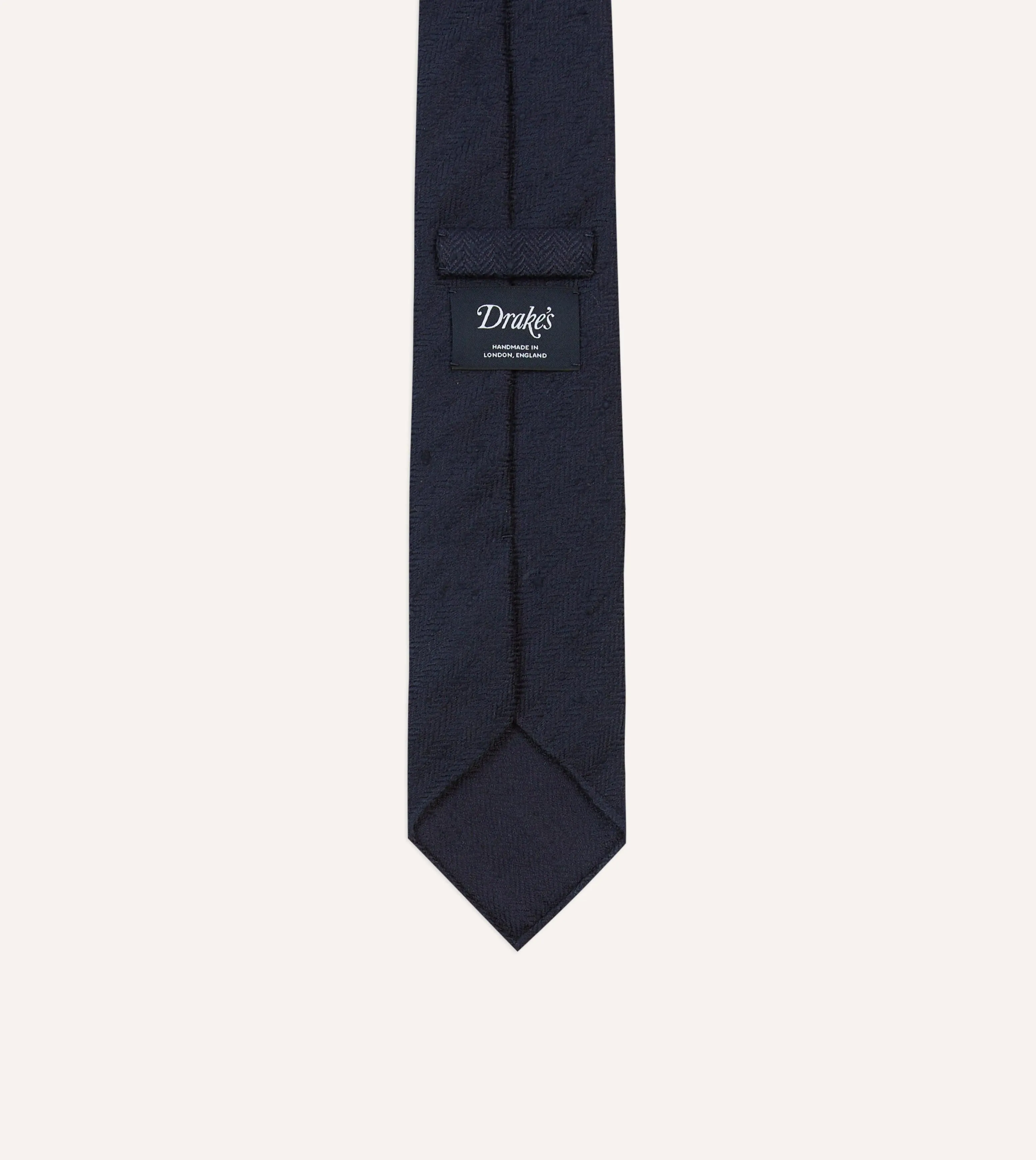 Navy Herringbone Shantung Silk Tipped Tie sold by Drake's London product image thumbnail 4