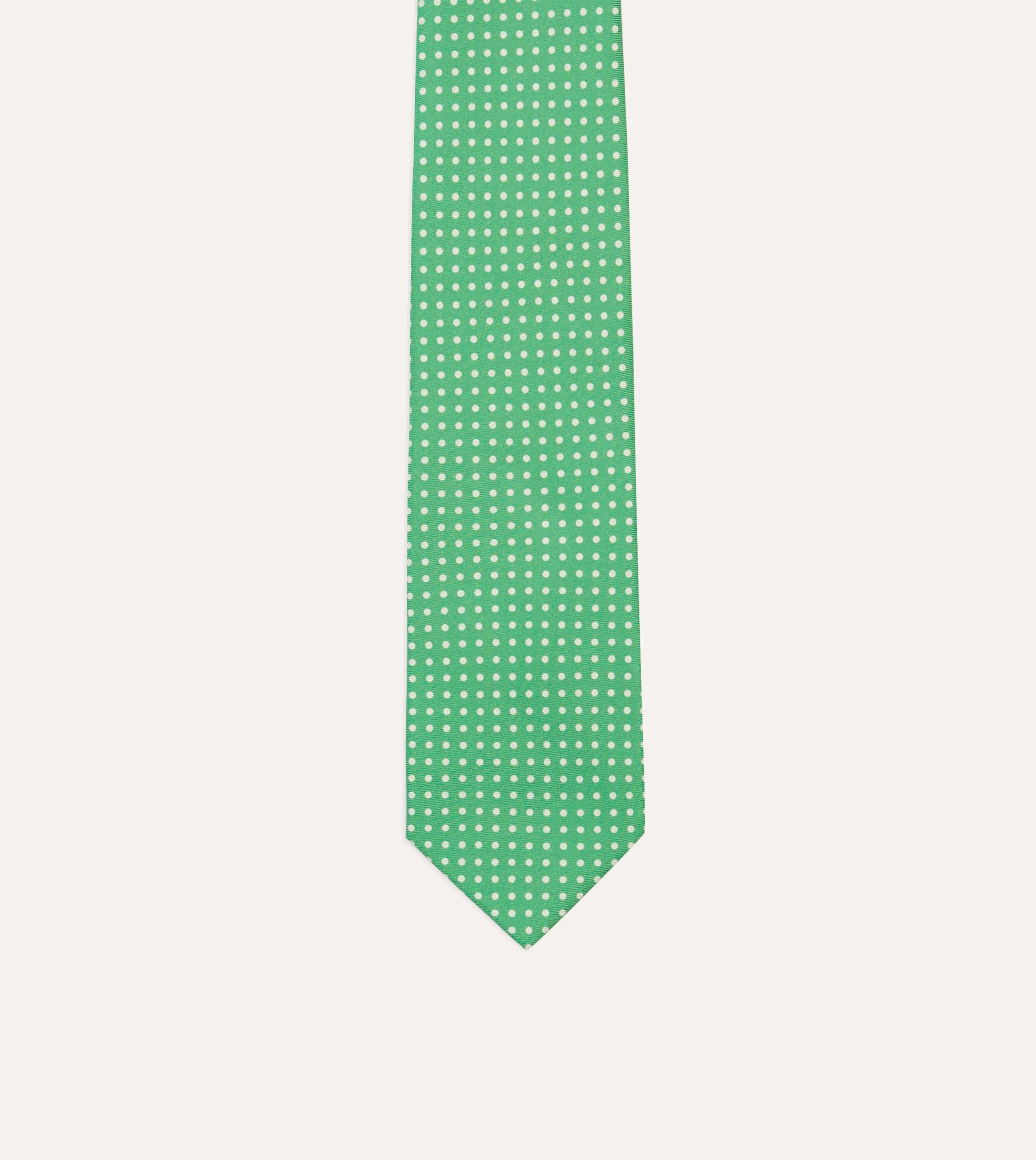 Green Small Spot Silk Self-Tipped Tie sold by Drake's London product image thumbnail 3