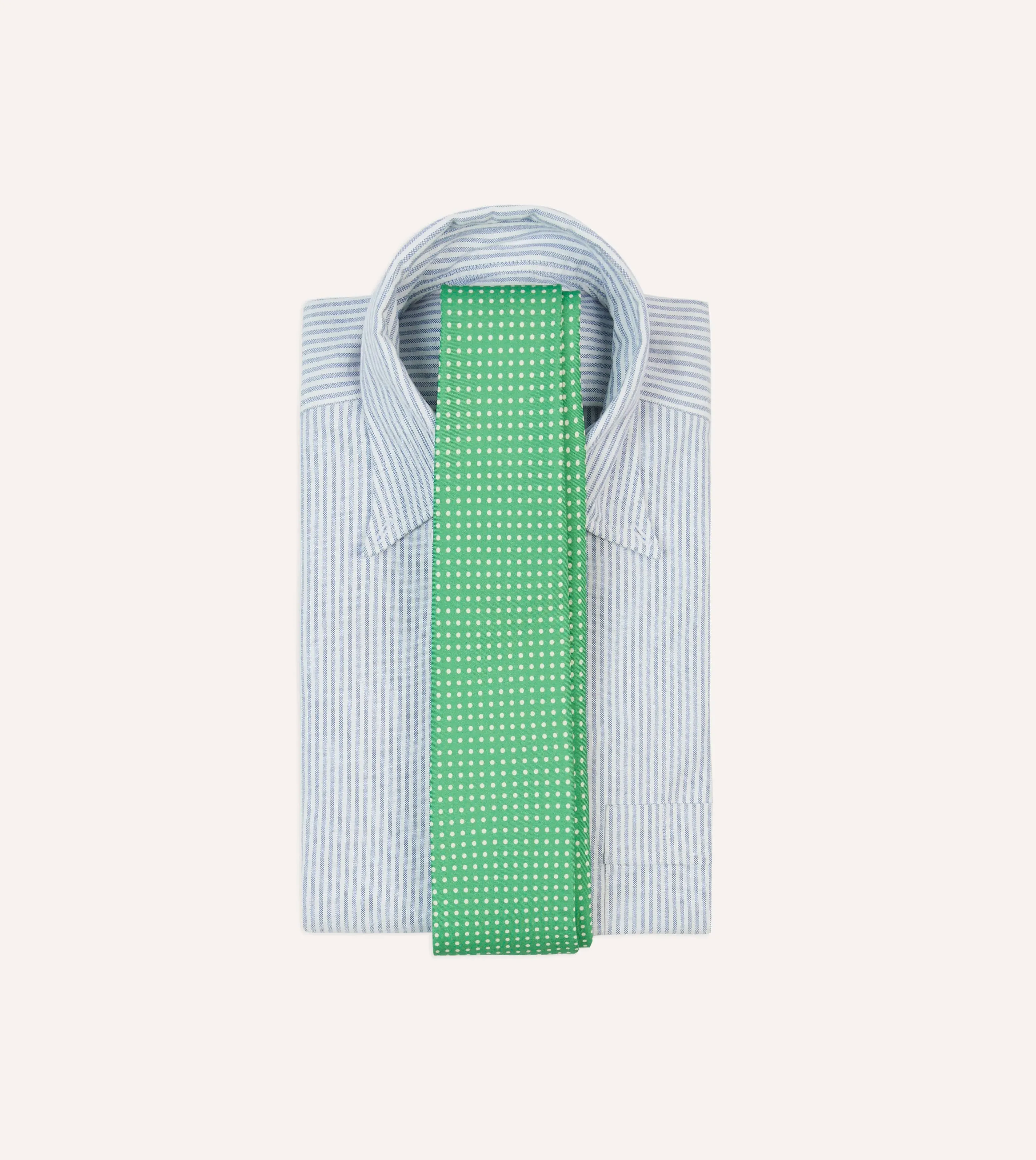 Green Small Spot Silk Self-Tipped Tie sold by Drake's London product image thumbnail 2