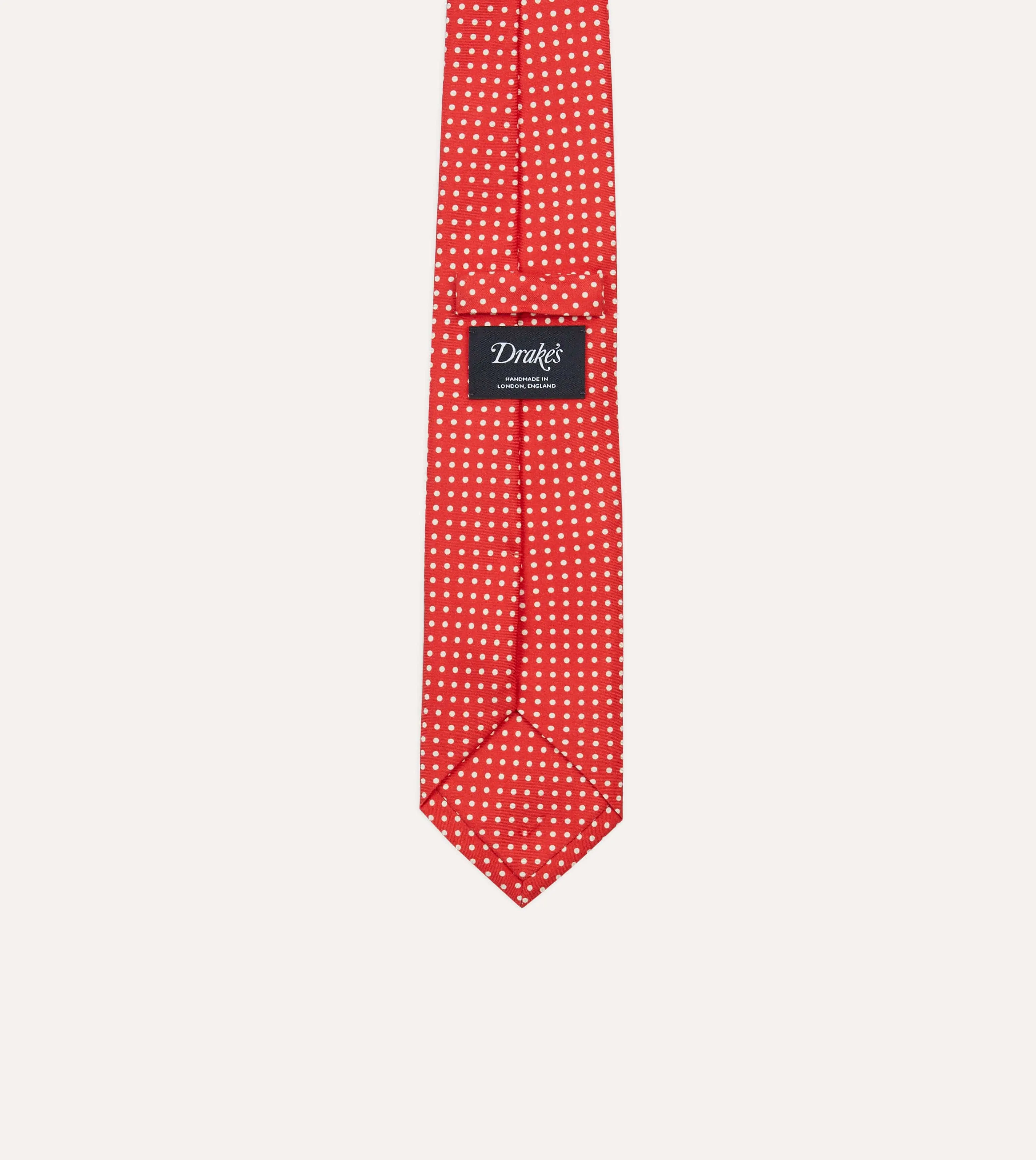 Red Small Spot Silk Self-Tipped Tie sold by Drake's London product image thumbnail 4